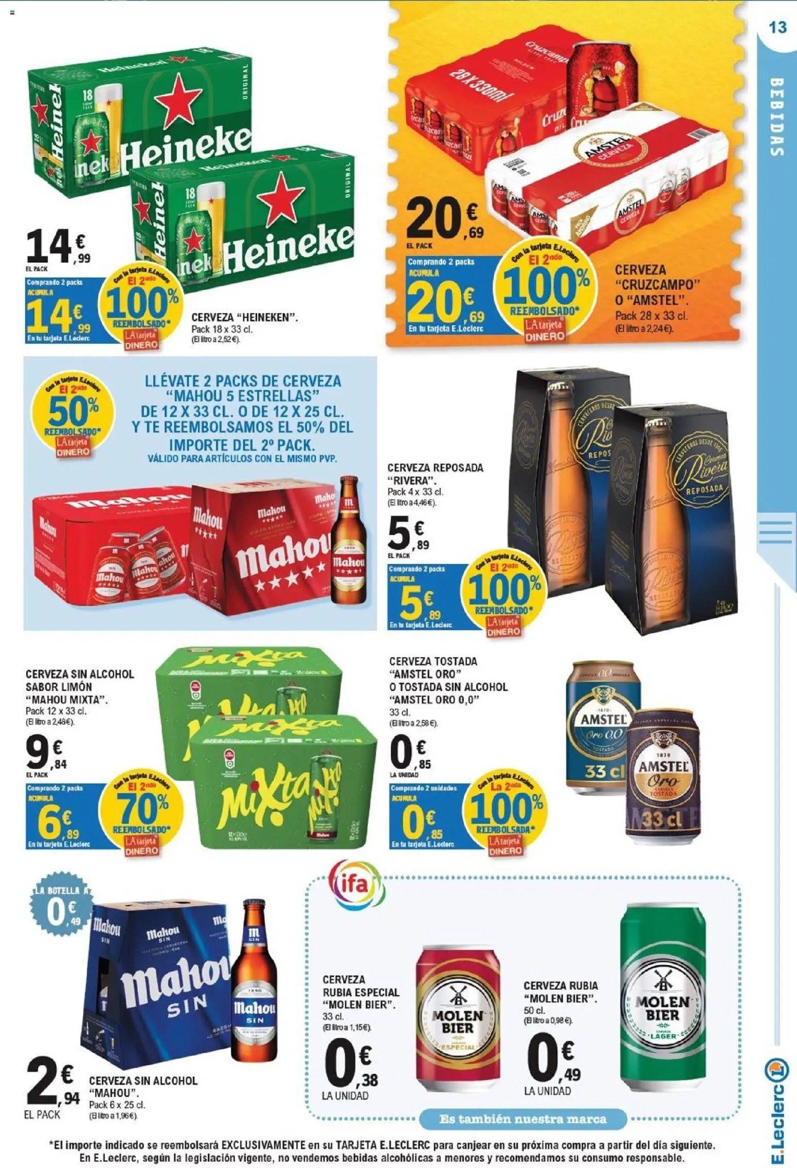 E.Leclerc Miranda de Ebro │ válido desde el 23/09/2026 | Página: 13 | Productos: Cerveza sin alcohol, Cerveza, Bebidas, Alcohol
