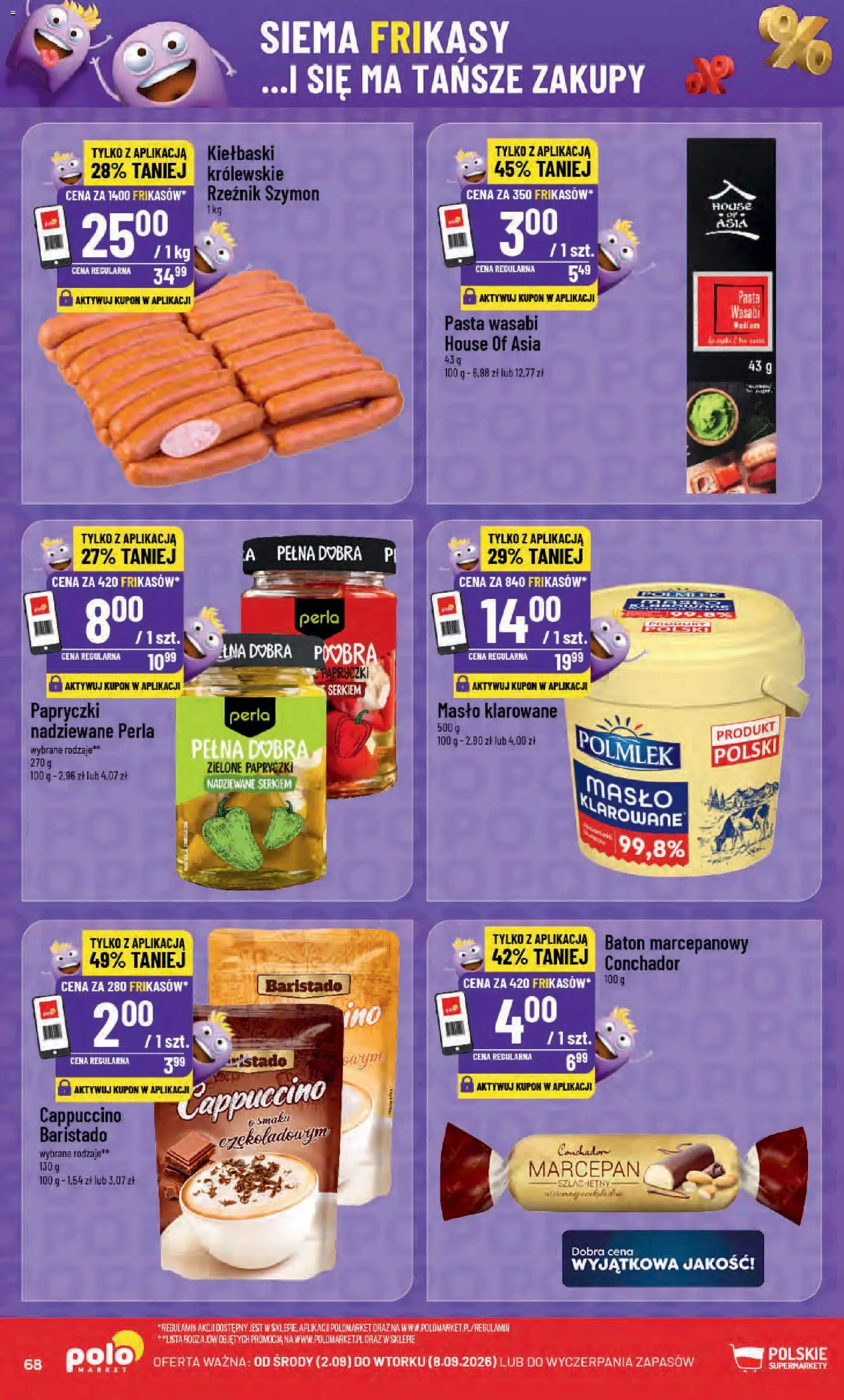 POLOmarket gazetka od 02.09.2026 | Strona: 68 | Produkty: Masło klarowane, Kiełbaski, Masło, Marcepan