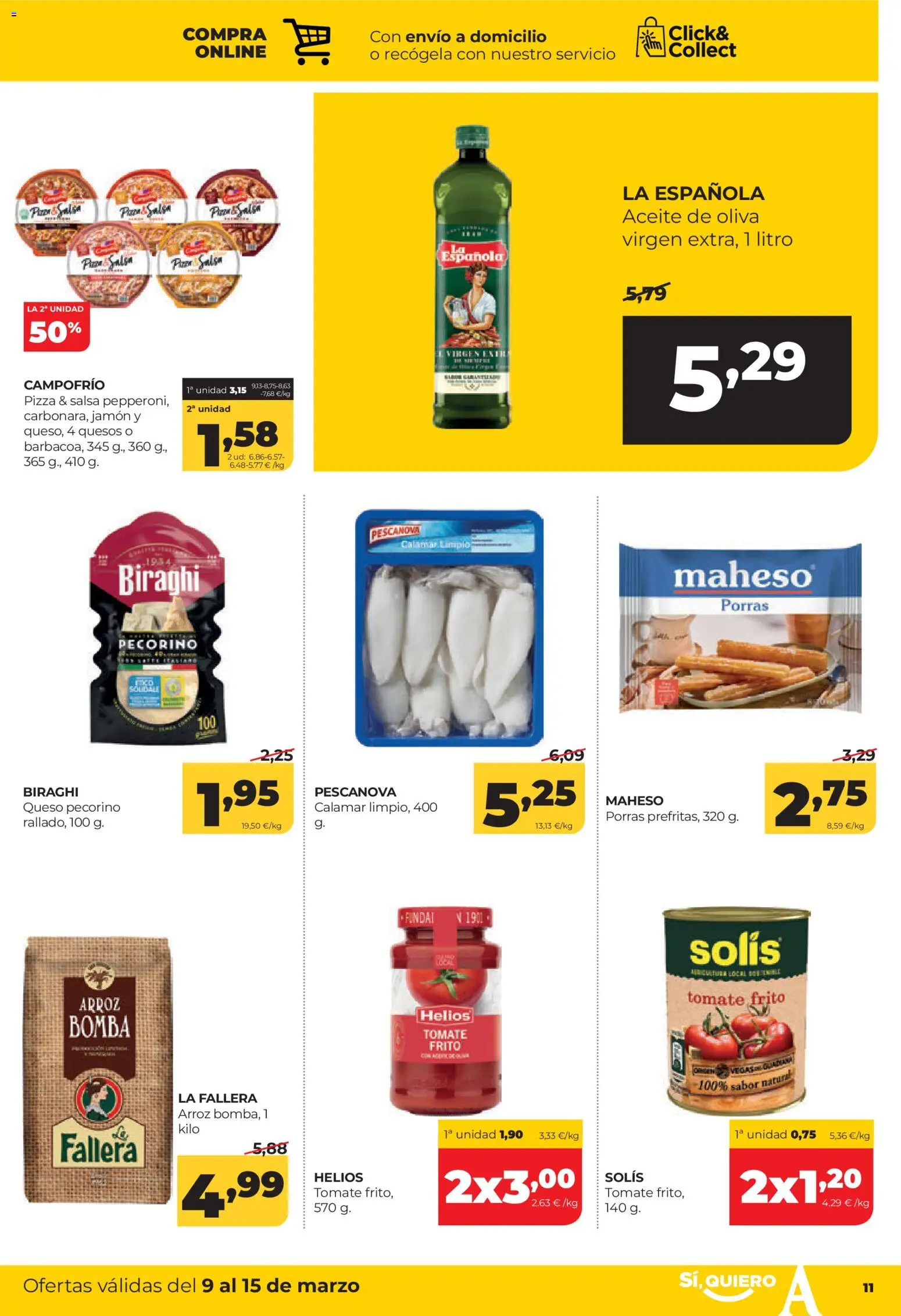 Alimerka folleto Asturias │ válido desde el 09.03.2026 | Página: 11 | Productos: Pizza, Arroz, Aceite de oliva, Funda