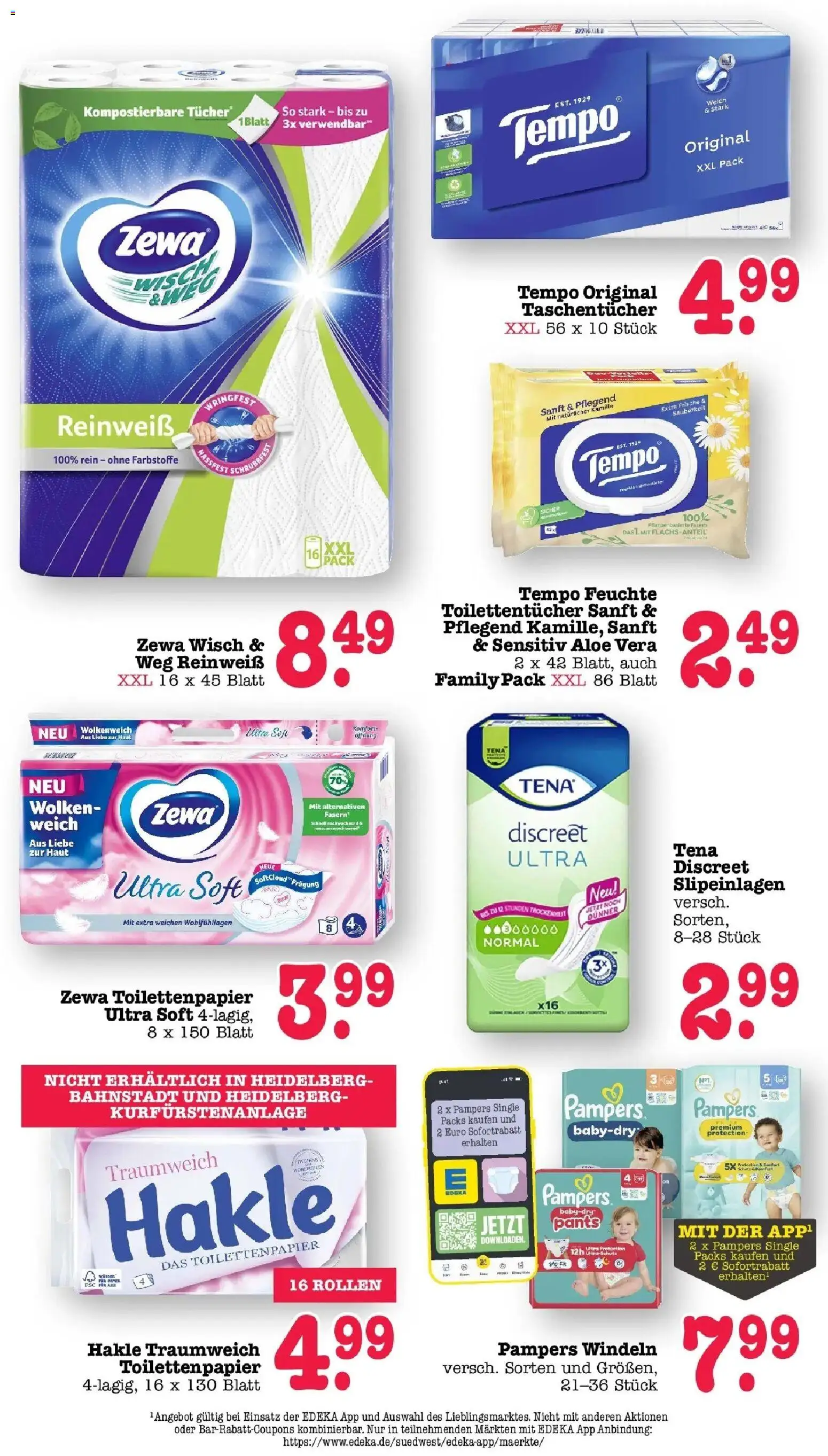 Edeka Prospekt Heidelberg (ab 31.08.2026) » Angebote Online | Seite: 56 | Produkte: Pampers, Zewa, Tempo, Toilettenpapier