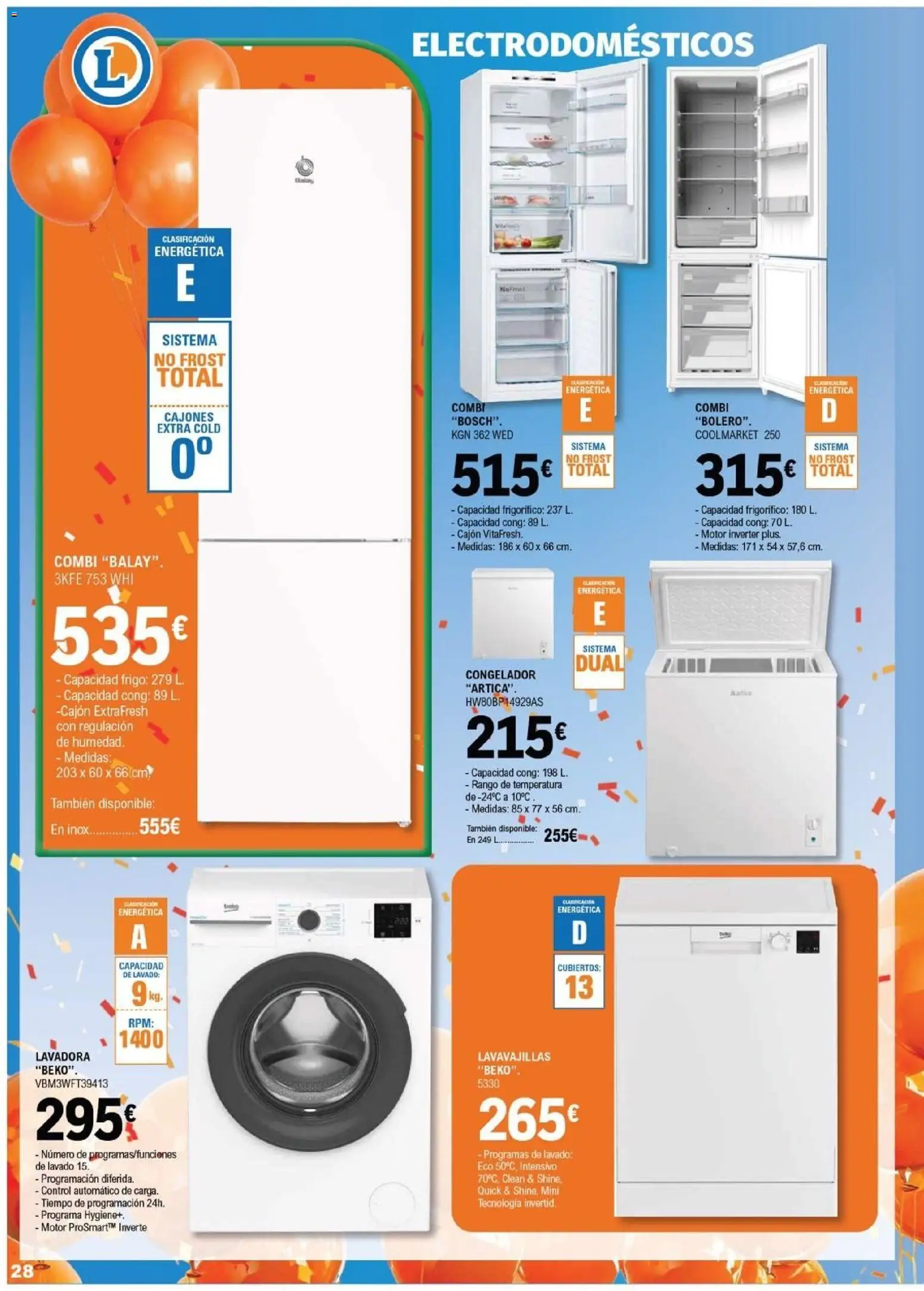 E.Leclerc folleto Salamanca │ válido desde el 01/07/2026 | Página: 28 | Productos: Congelador, Lavadora, Lavavajillas, Combi
