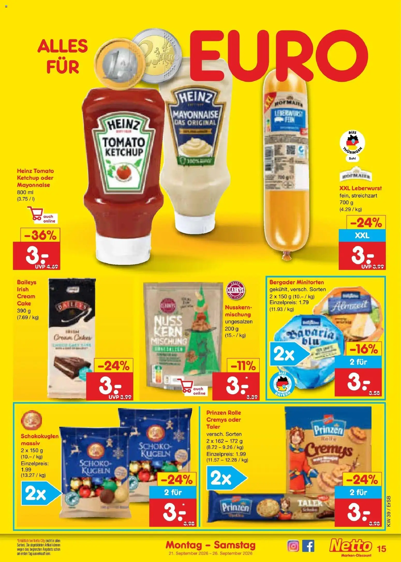 Netto Marken-Discount Prospekt Naumburg – gültig ab 21.09.2026 | Seite: 23 | Produkte: Mayonnaise, Baileys, Ketchup