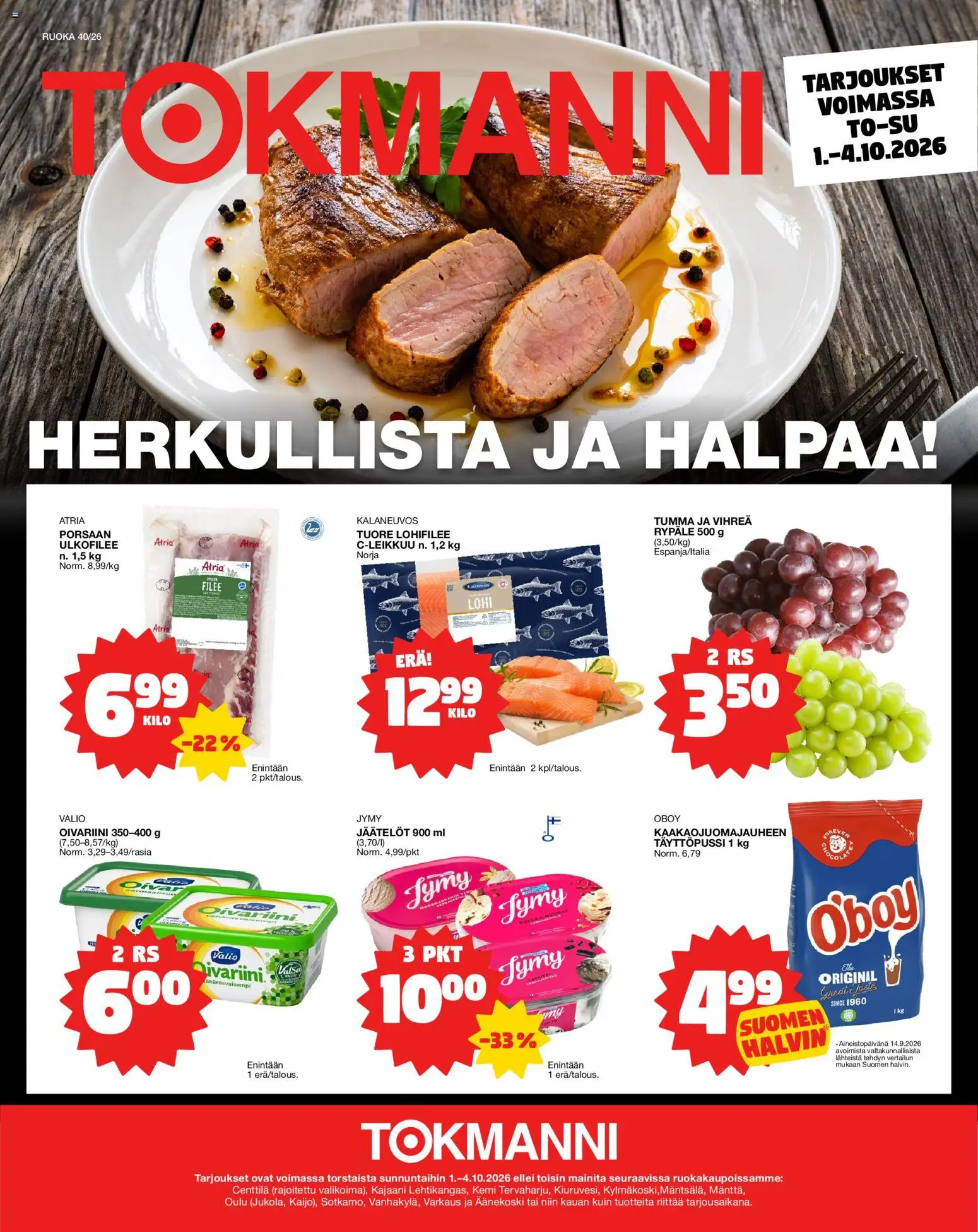 Tokmanni Ruokasanomat – voimassa 01/10/2026 alkaen | Sivu: 1