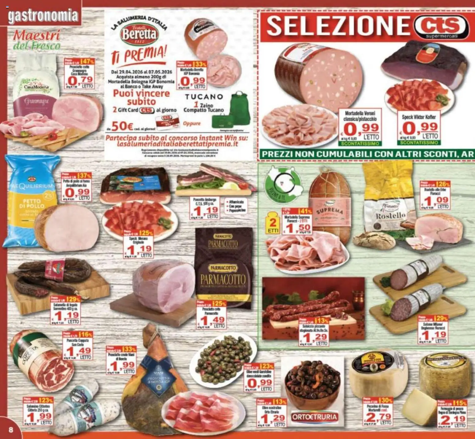 Volantino CTS del 29.04.2026 | Pagina: 8 | Prodotti: Pancetta, Zaino, Mortadella, Letto