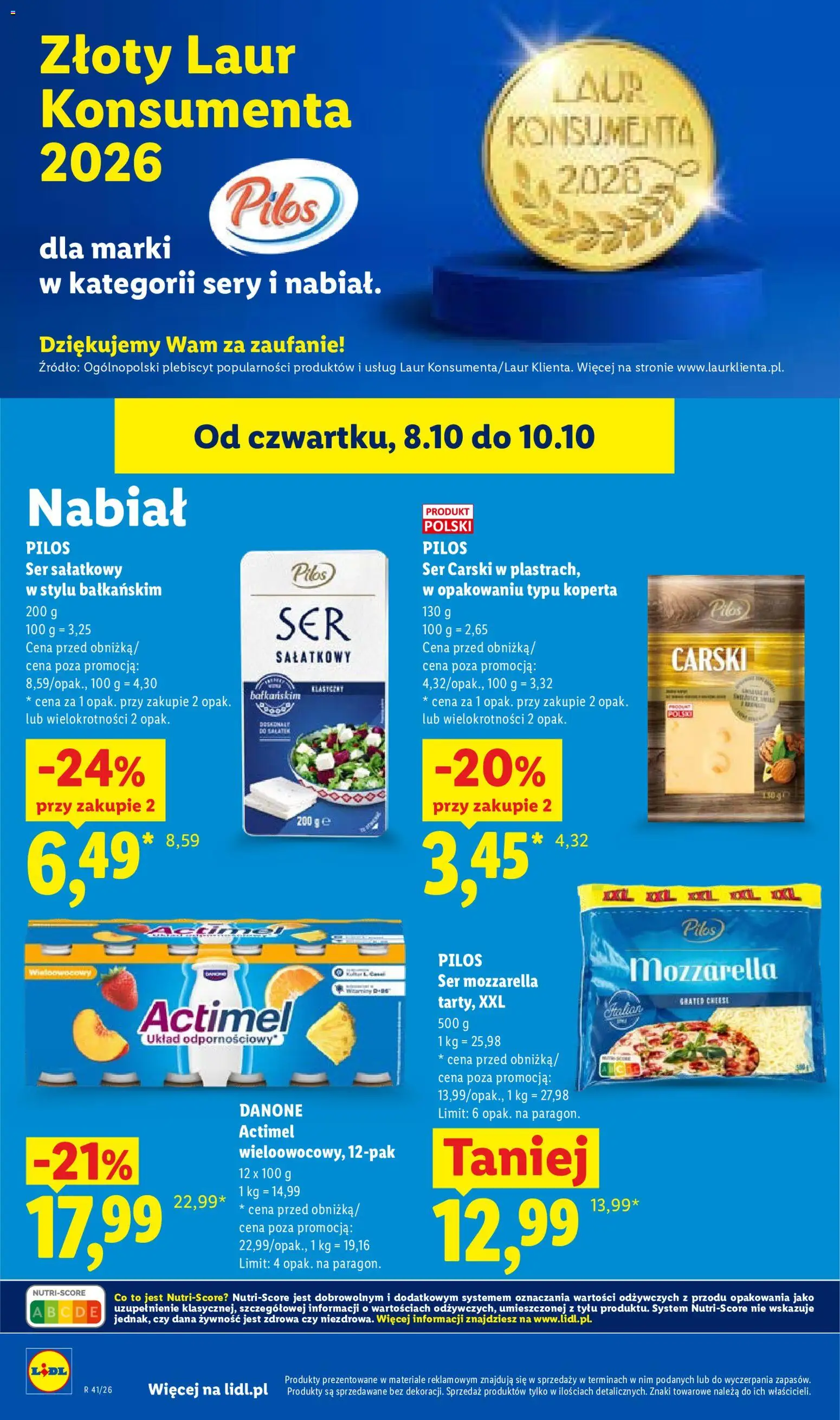 Lidl gazetka od 08.10.2026 | Strona: 58 | Produkty: Żywność, Actimel, Sery, Ser