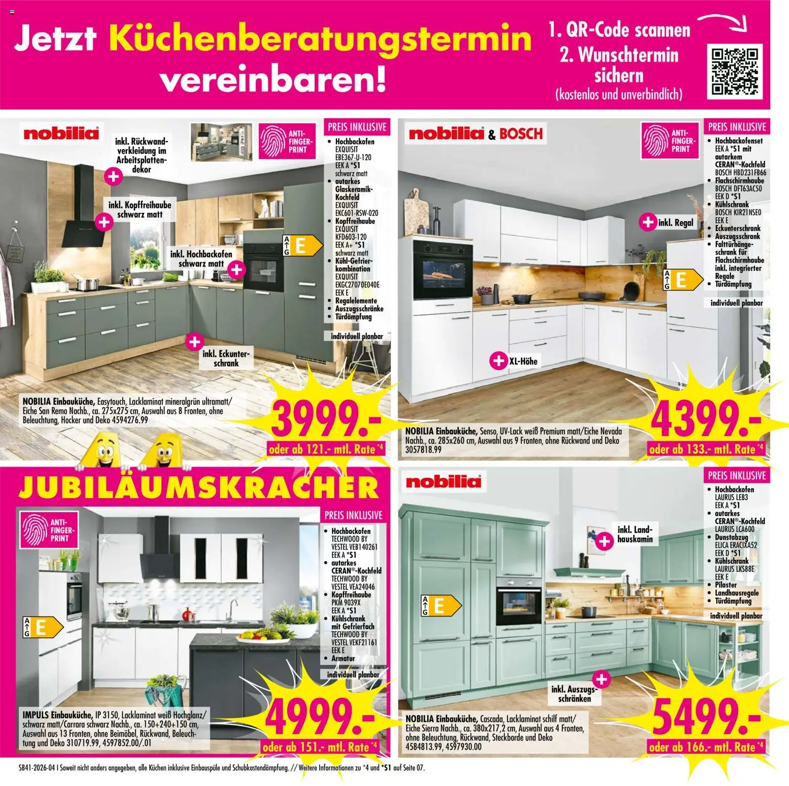 SB Möbel Boss Prospekt Gera – gültig ab 06.10.2026 | Seite: 4 | Produkte: Bosch, Kochfeld, Dunstabzug, Kuchen