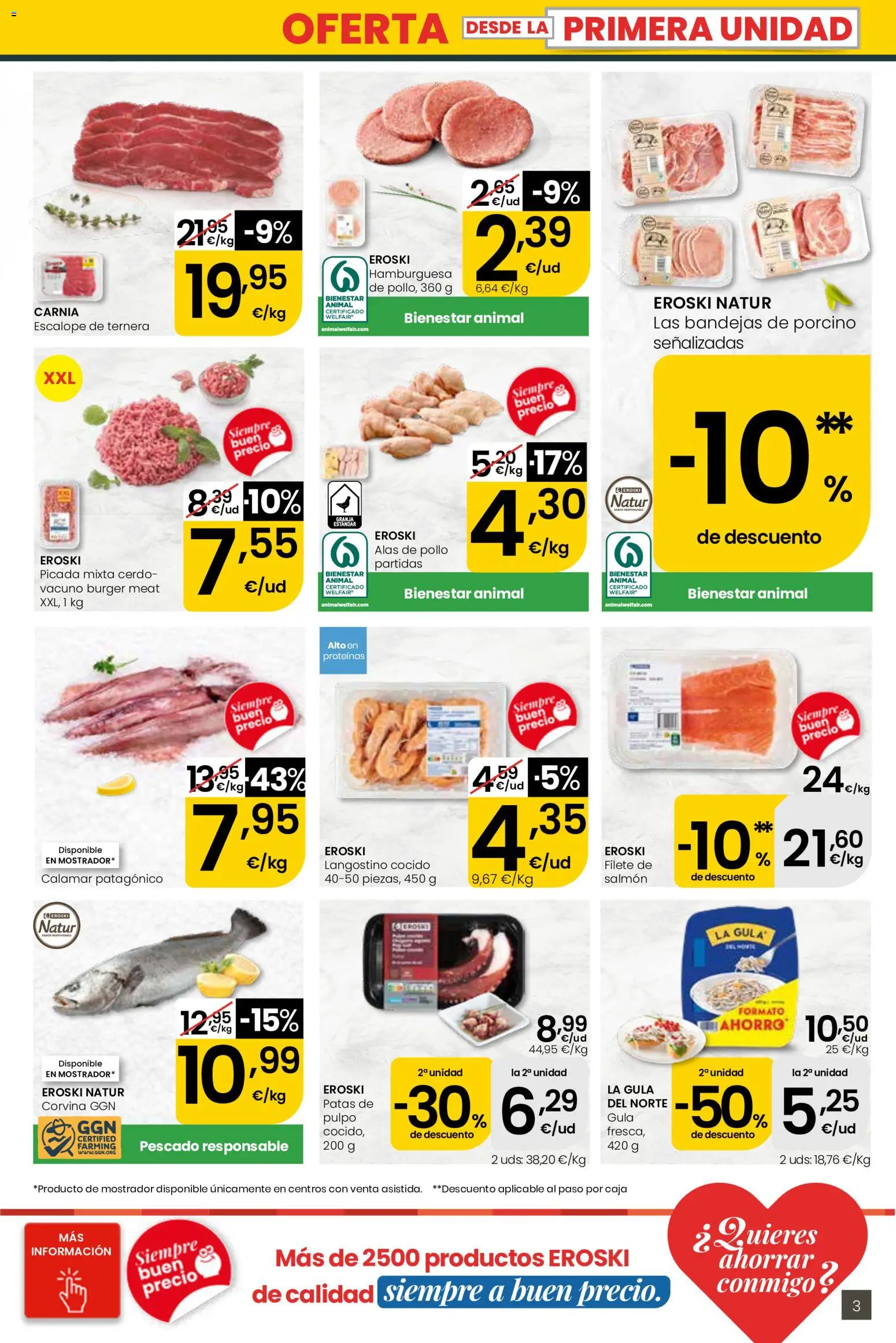 Eroski Quieres ahorrar conmigo │ válido desde el 30.04.2026 | Página: 3 | Productos: Cerdo, Pescado, Filete, Σοκολατούχο γάλα
