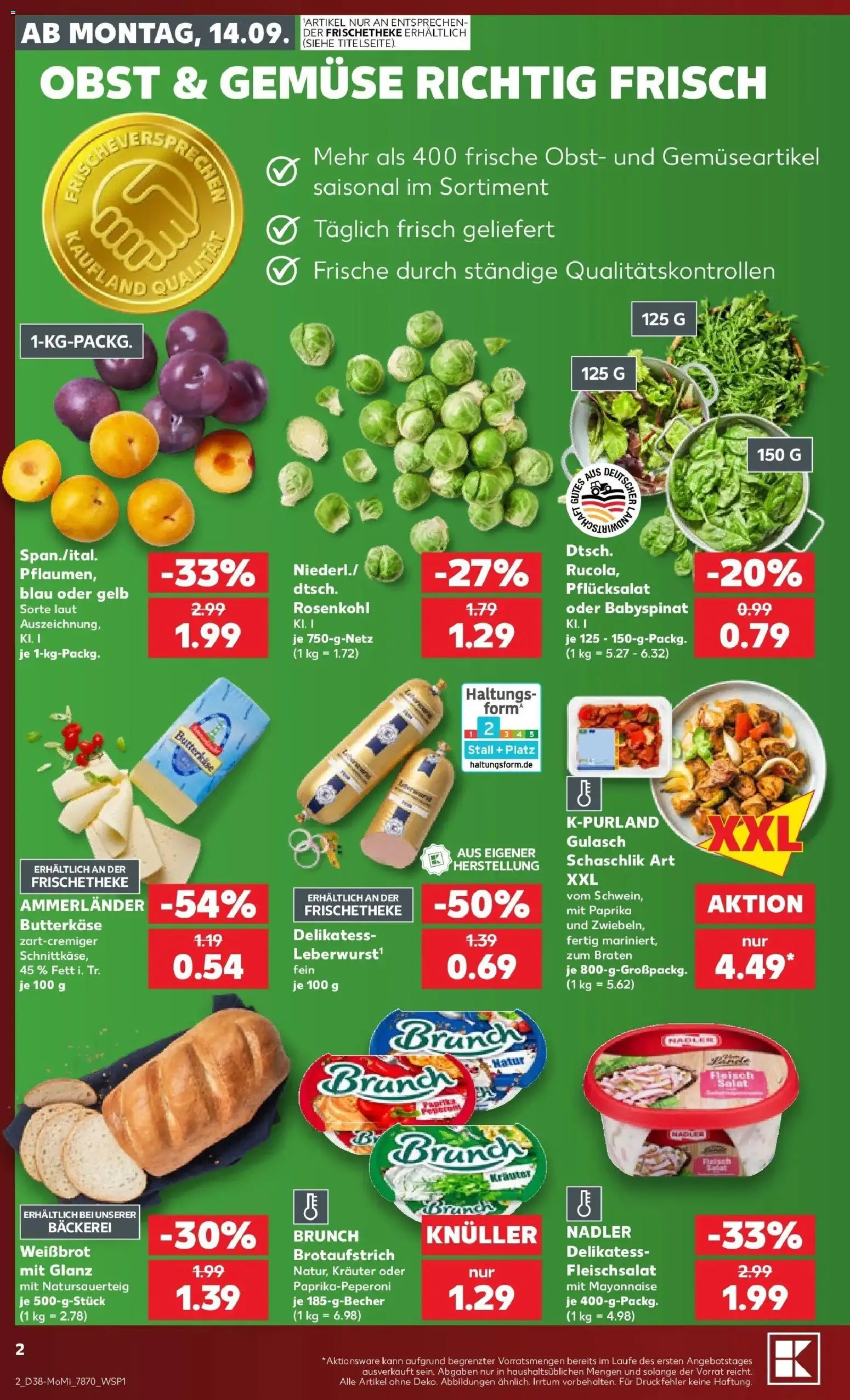 Prospekt Kaufland ab 14.09.2026 » Angebote Online zum Blättern | Seite: 2 | Produkte: Gemüse, Paprika, Obst, Fleisch