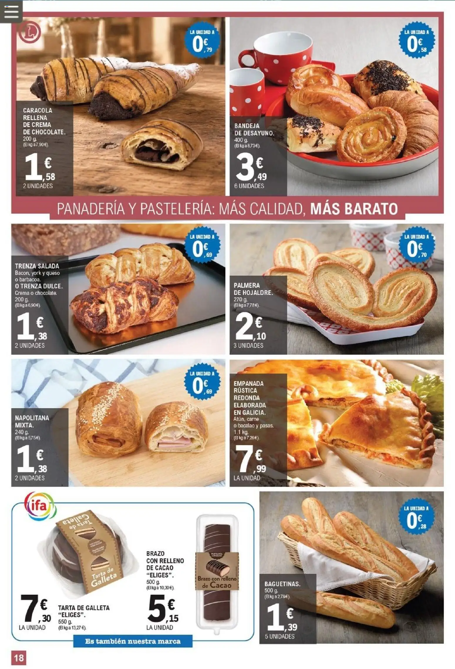 E.Leclerc Trujillo │ válido desde el 01/07/2026 | Página: 18 | Productos: Queso, Chocolate, Panadería, Bandeja