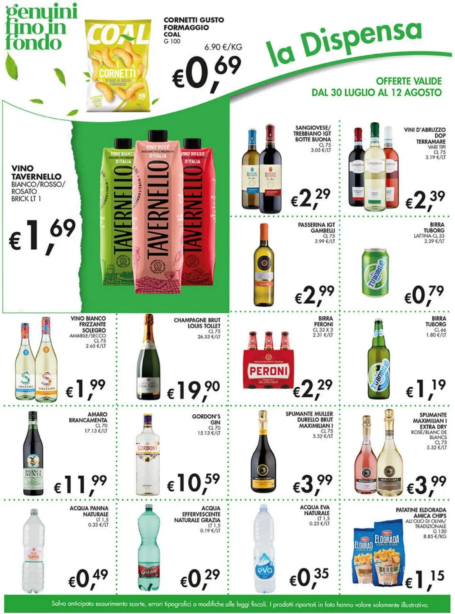 Volantino Coal del 30/07/2026 | Pagina: 9 | Prodotti: Acqua Panna, Patatine, Acqua, Vino