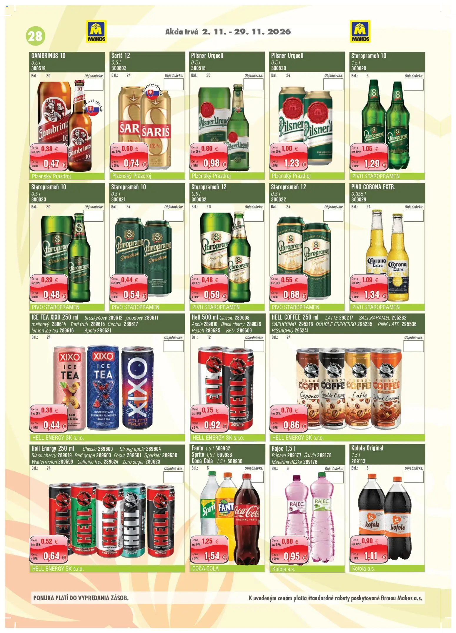 Nové Makos akcie – leták je platný od 02.11.2026 | Strana: 28 | Produkty: Ice Tea, Apple, Corona Extra, Fanta