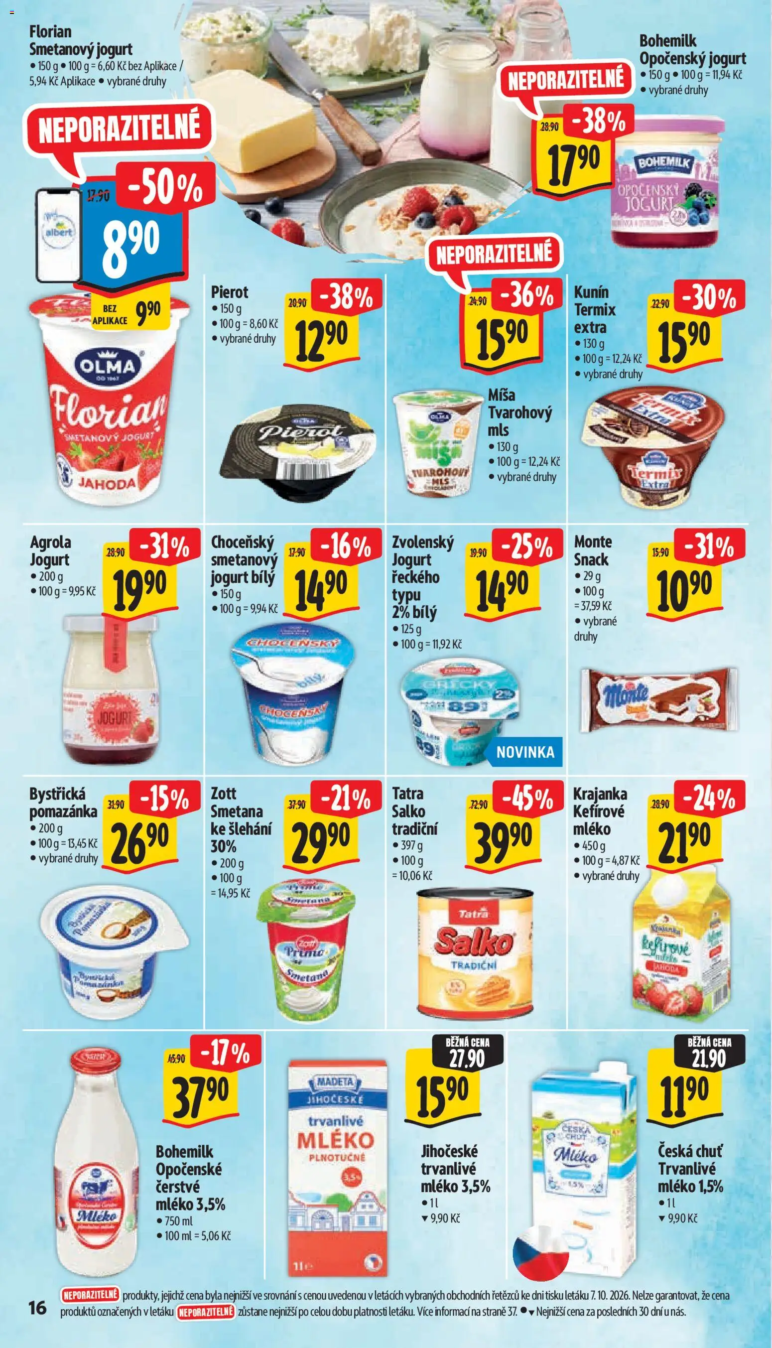 Albert leták - Hypermarket - Znojmo od 14.10.2026 | Strana: 33 | Produkty: Kefírové mléko, Mléko plnotučné, Mléko, Jogurt