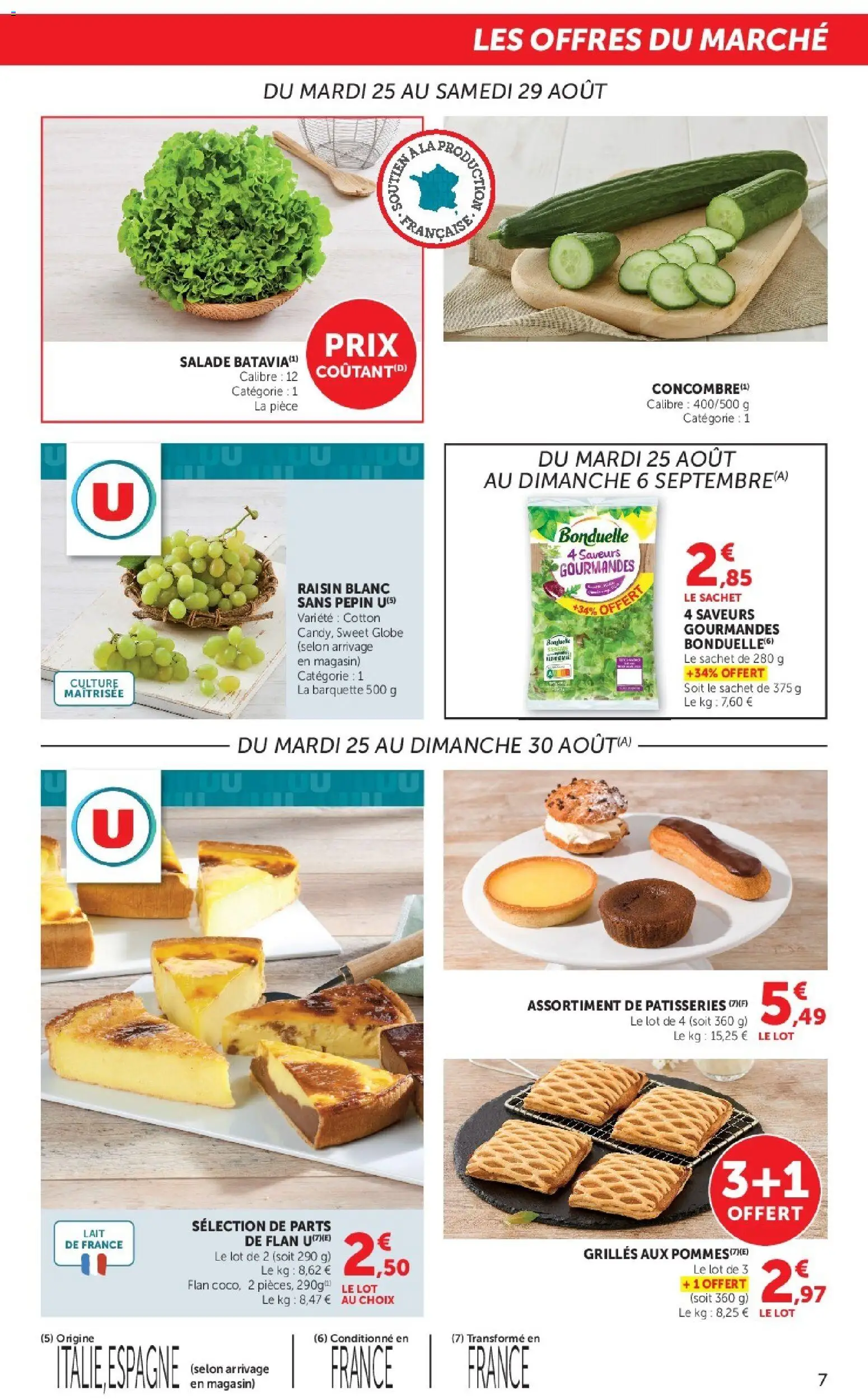 {H1} | Page: 7 | Produits: Salade, Lait, Pommes, Raisin blanc