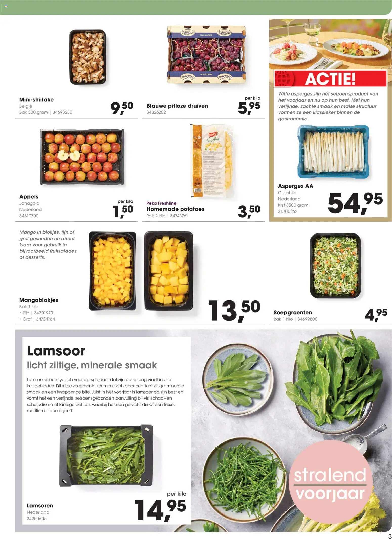 {H1} | Pagina: 3 | Producten: Asperges, Schaal, Mango, Druiven