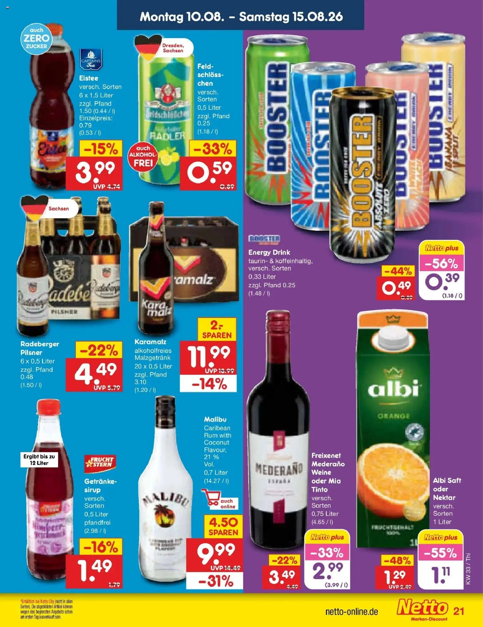 Netto Marken-Discount Prospekt Pirna (ab 10.08.2026) » Angebote | Seite: 29 | Produkte: Freixenet, Sirup, Radler, Alkohol