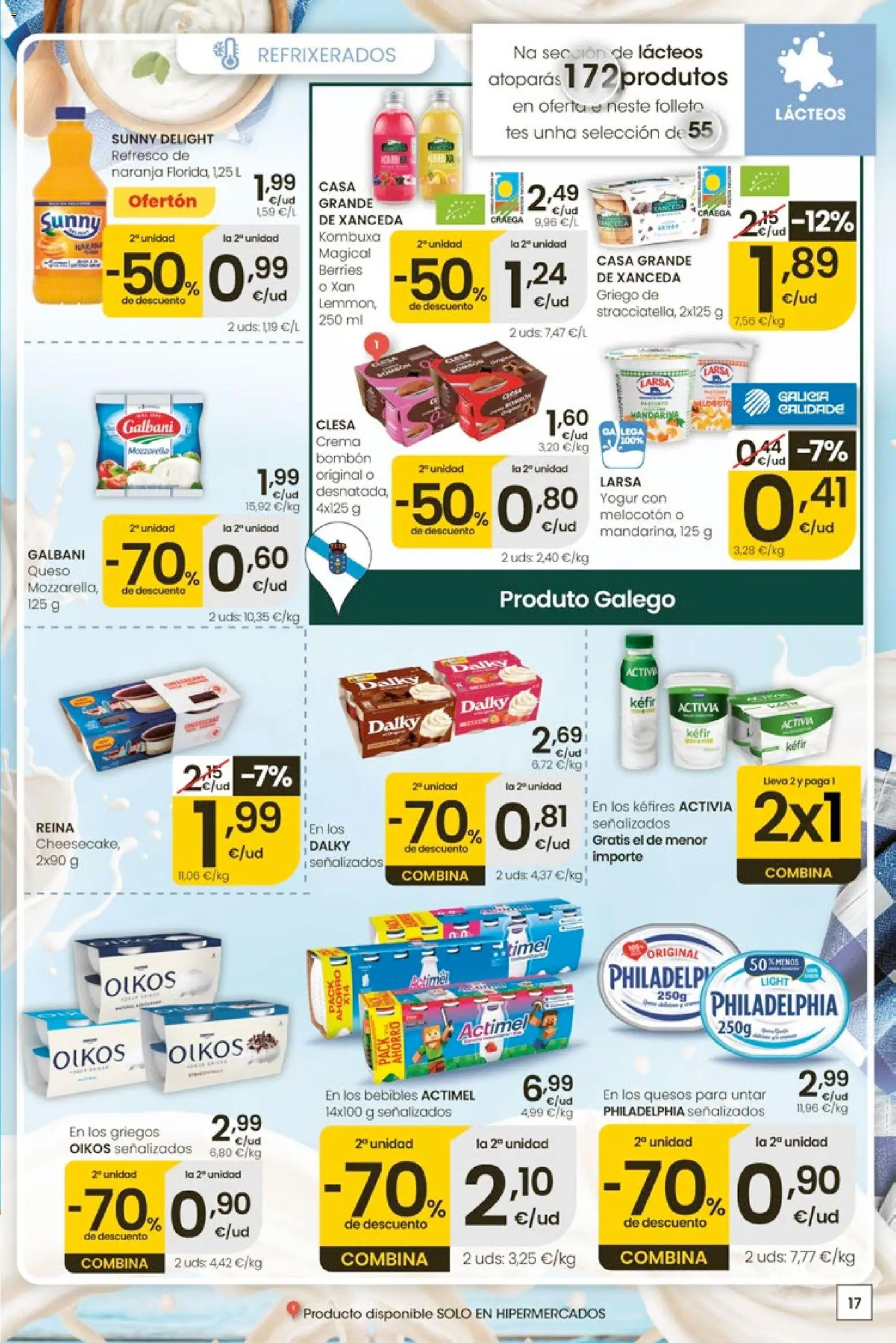 Eroski Ofertóns de verán │ válido desde el 28.05.2026 | Página: 17 | Productos: Queso, Yogur, Crema