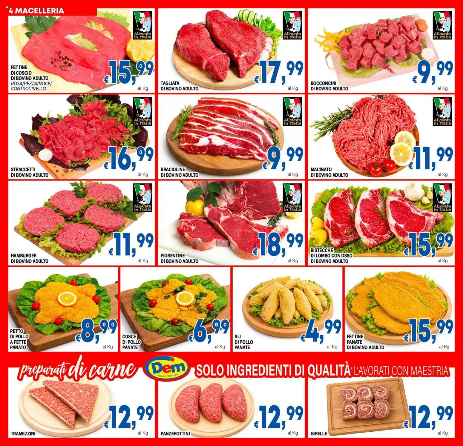Volantino DEM del 11/09/2026 | Pagina: 4 | Prodotti: Bovino, Petto di Pollo, Carne, Ingredienti