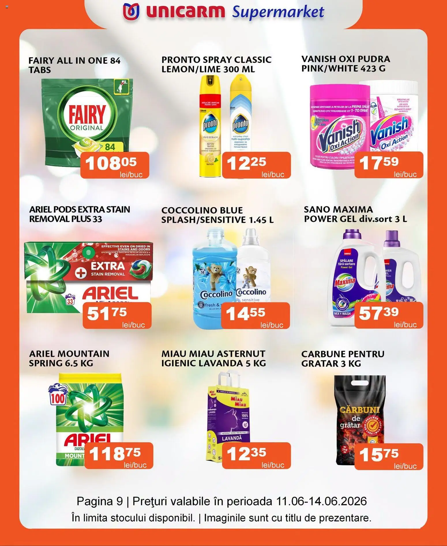 Noul catalog Unicarm – valabil de la 11.06.2026 | Pagină: 9 | Produse: Pomelo, Grătar, Pudră, Çelik Mama ve Su Kabı