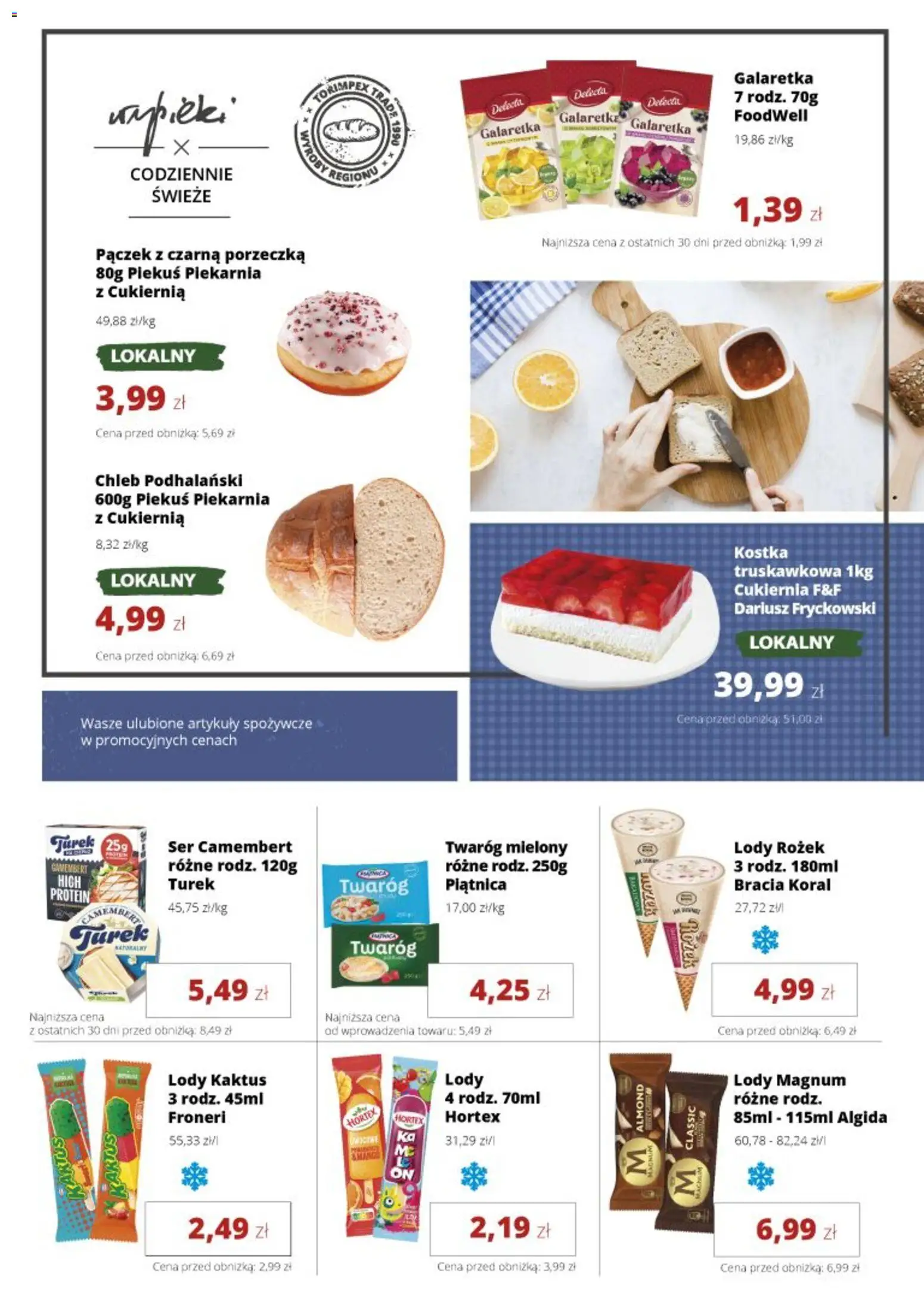 Torimpex gazetka od 04.05.2026 | Strona: 3 | Produkty: Galaretka, Ser camembert, Ser, Lody Kaktus