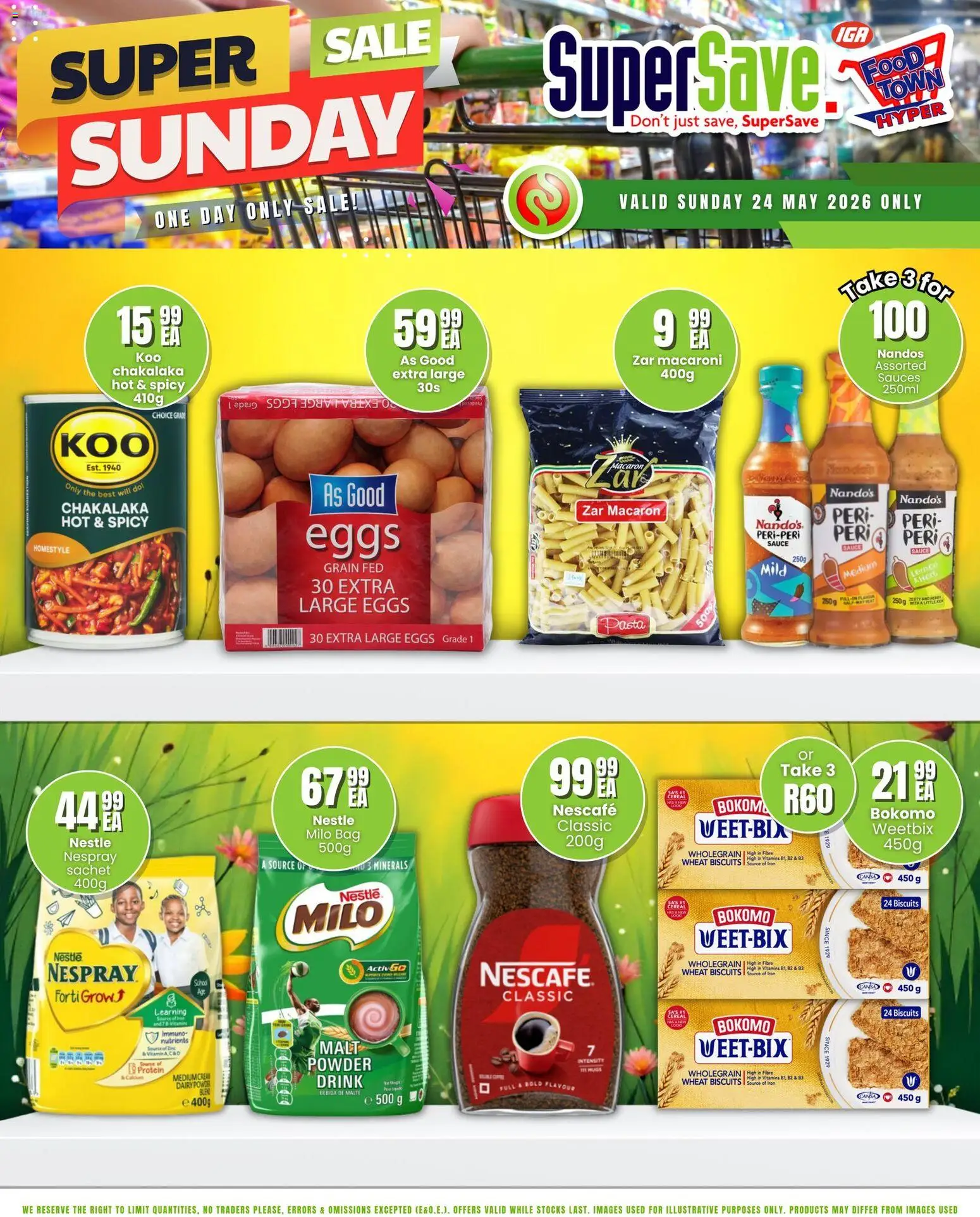 New Super Save catalogue – valid from 24.05.2026 | Page: 3 | Products: Iron, Eggs, Biscuits, Sauce