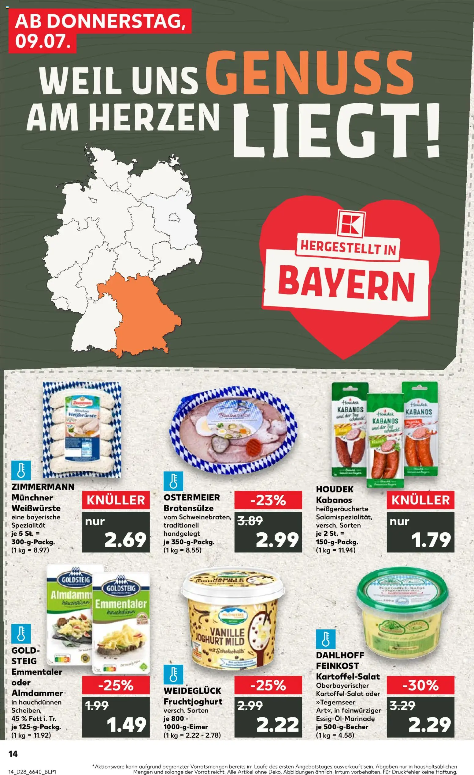 Kaufland Německo leták od 09.07.2026 | Strana: 14 | Produkty: Kabanos