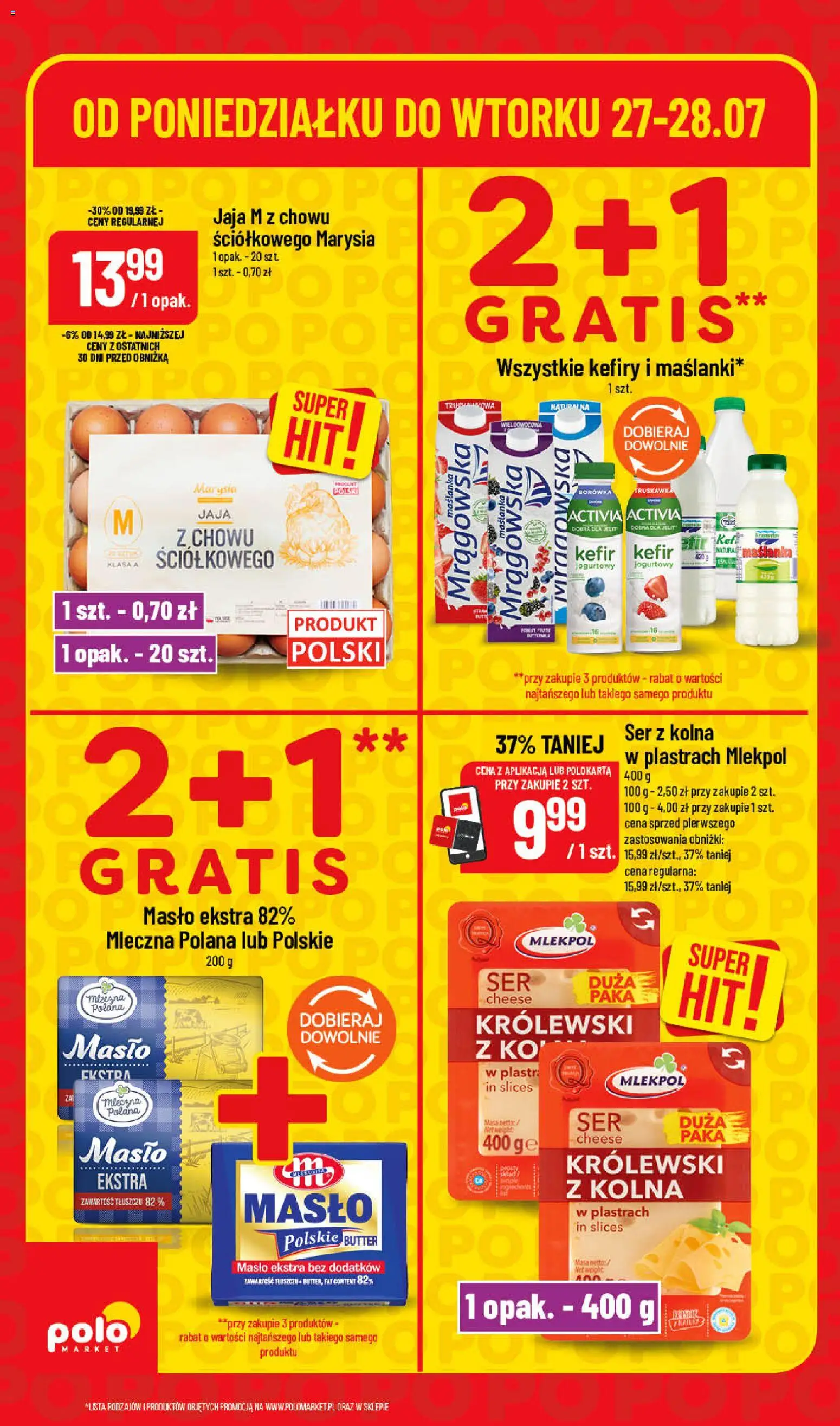 POLOmarket gazetka - Super Hity od 27.07.2026 | Strona: 4 | Produkty: Maślanka, Masło, Ser, Jaja