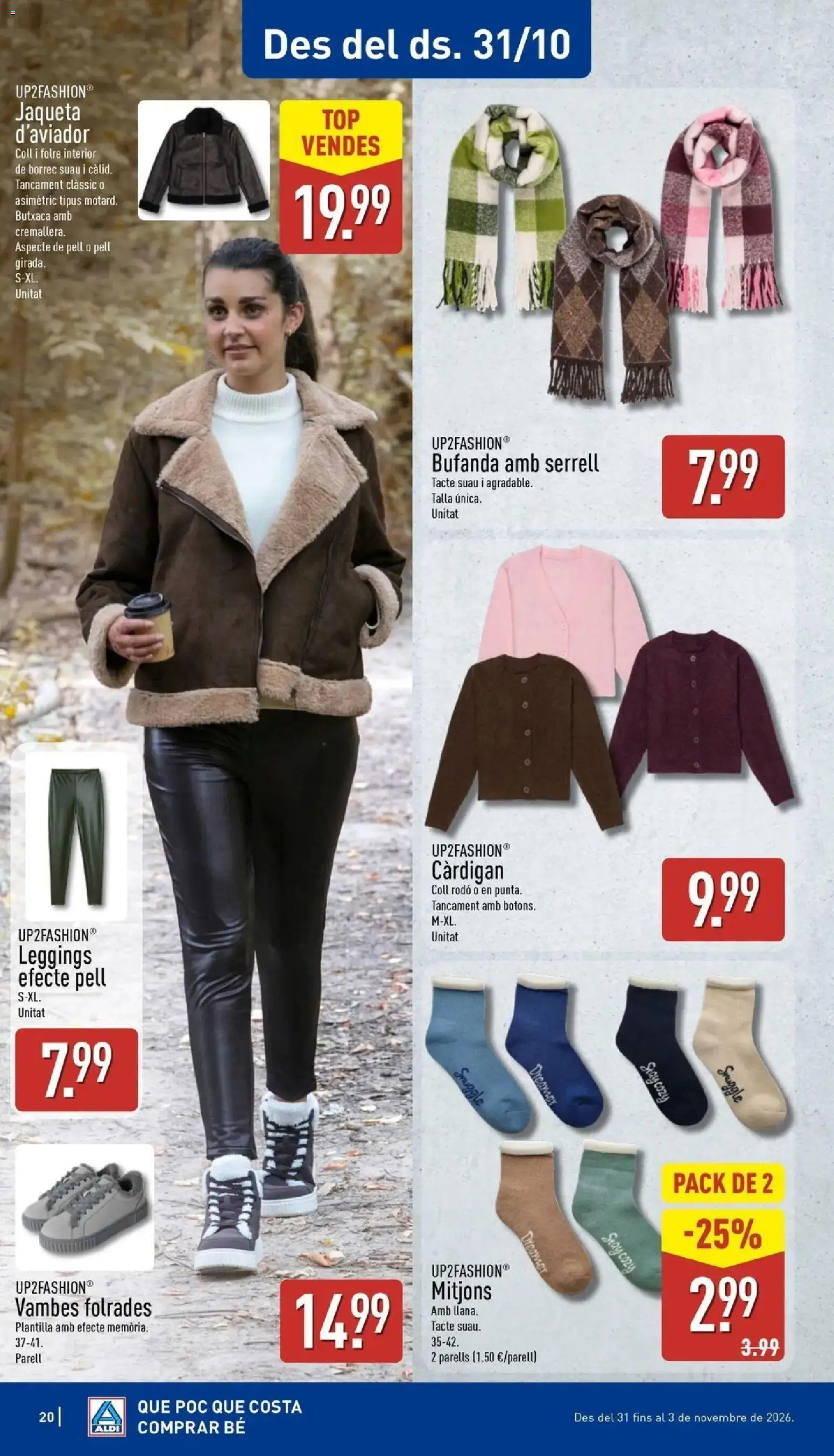 Aldi - Qué poco cuesta comprar bien │ válido desde el 26/10/2026 | Página: 20 | Productos: Bufanda, Leggings