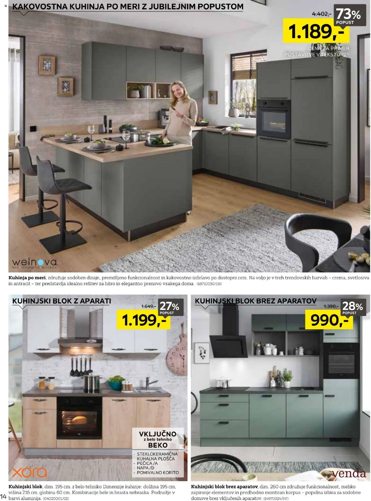 Novi XXXL Lesnina katalog ponudbe – veljaven od 28.09.2026 | Stran: 14 | Izdelki: Pecica, Kuhalna plosca, Pomivalno korito, Blok