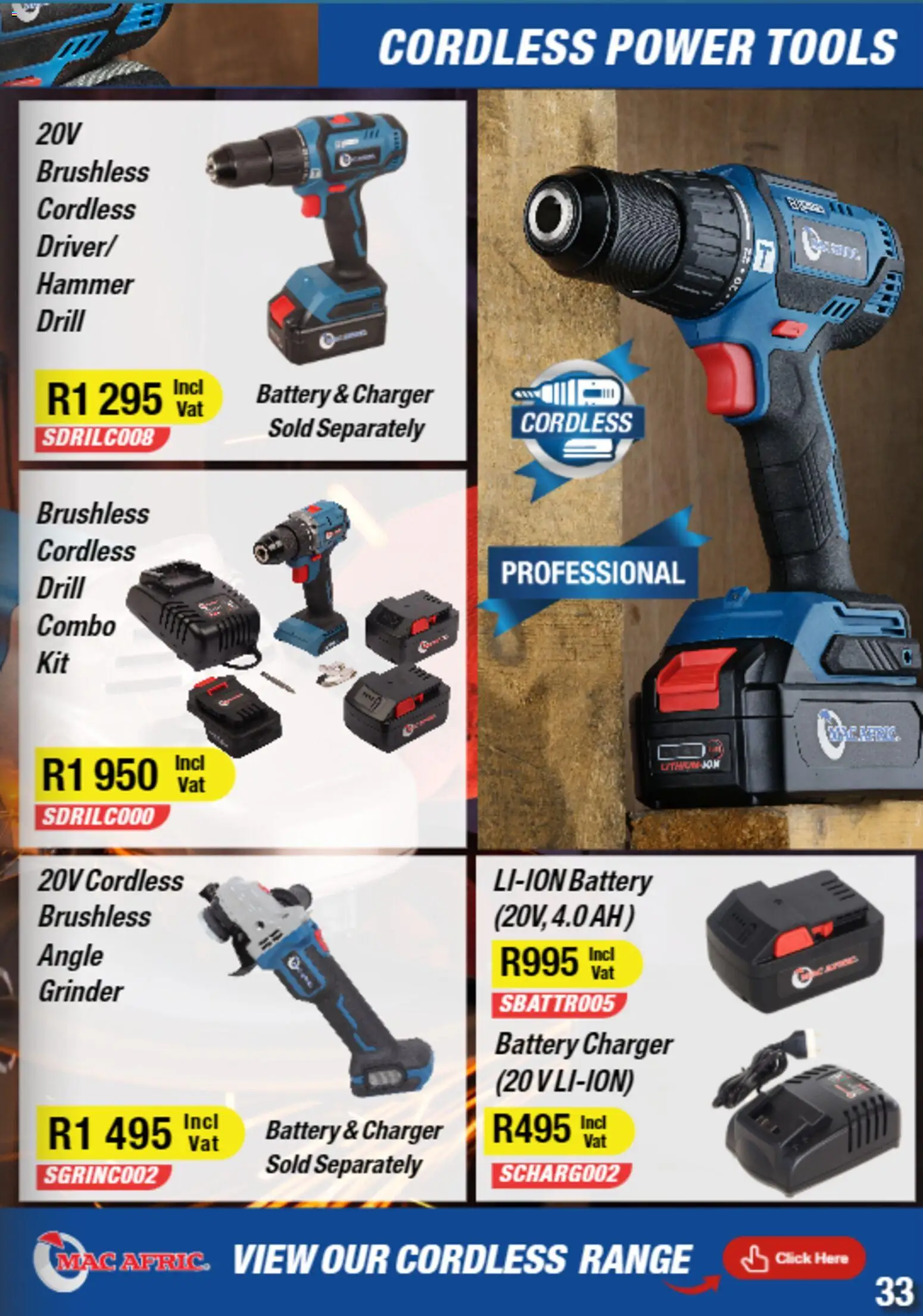 New Adendorff catalogue – valid from 01.01.2026 | Page: 35 | Products: Grinder, Drill, Battery, Charger