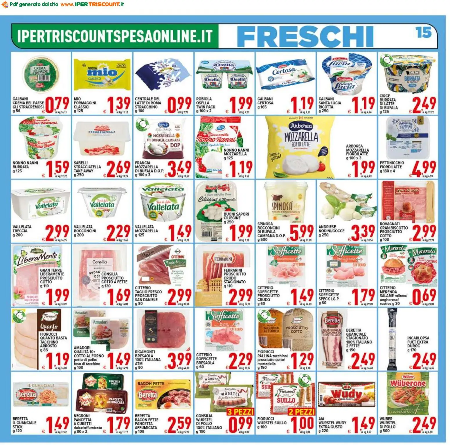 Volantino Ipertriscount del 20.05.2026 | Pagina: 15 | Prodotti: Prosciutto Cotto, Salame, Pancetta, Wurstel