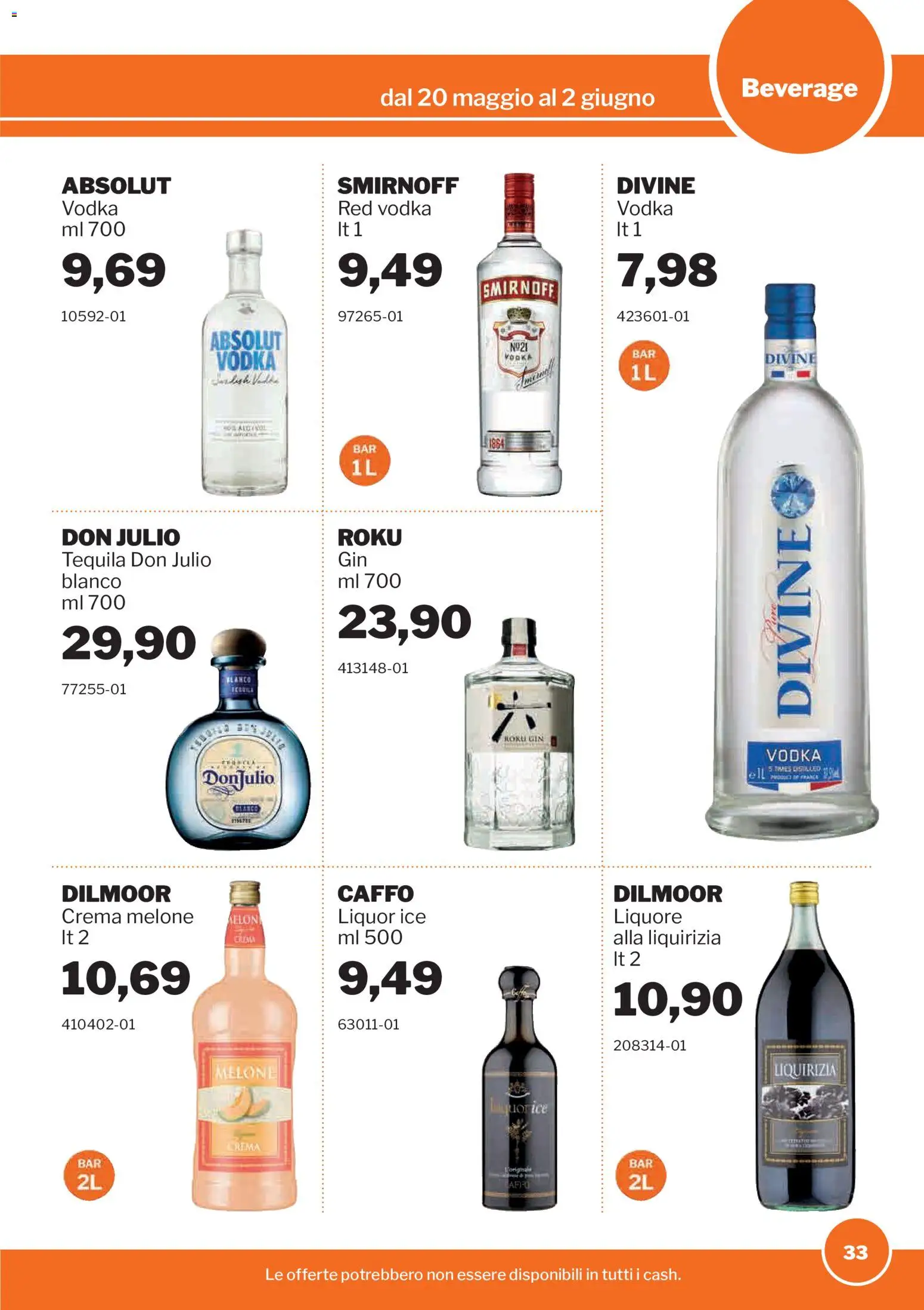 Volantino Sogegross del 20.05.2026 | Pagina: 33 | Prodotti: Crema, Gin, Vodka, Tequila