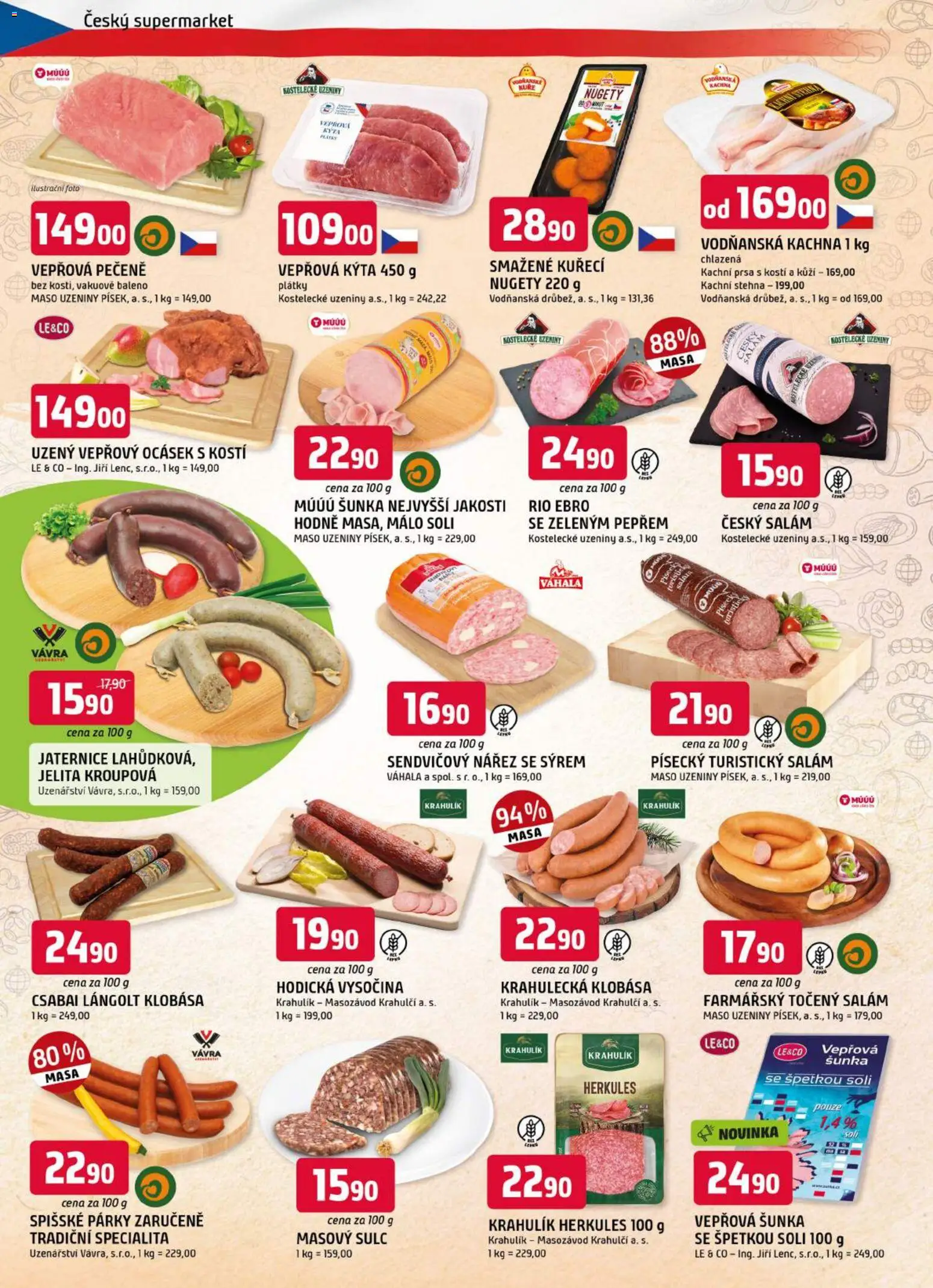 Trefa leták od 14.10.2026 | Strana: 2 | Produkty: Salám, Párky, Kachní prsa, Nugety
