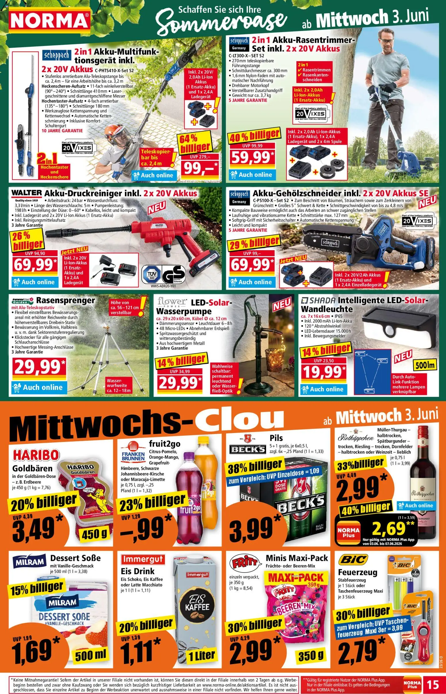 Norma Prospekt – gültig ab 01.06.2026 | Seite: 15 | Produkte: Wasser, Soße, Rotkäppchen, Ladegerät