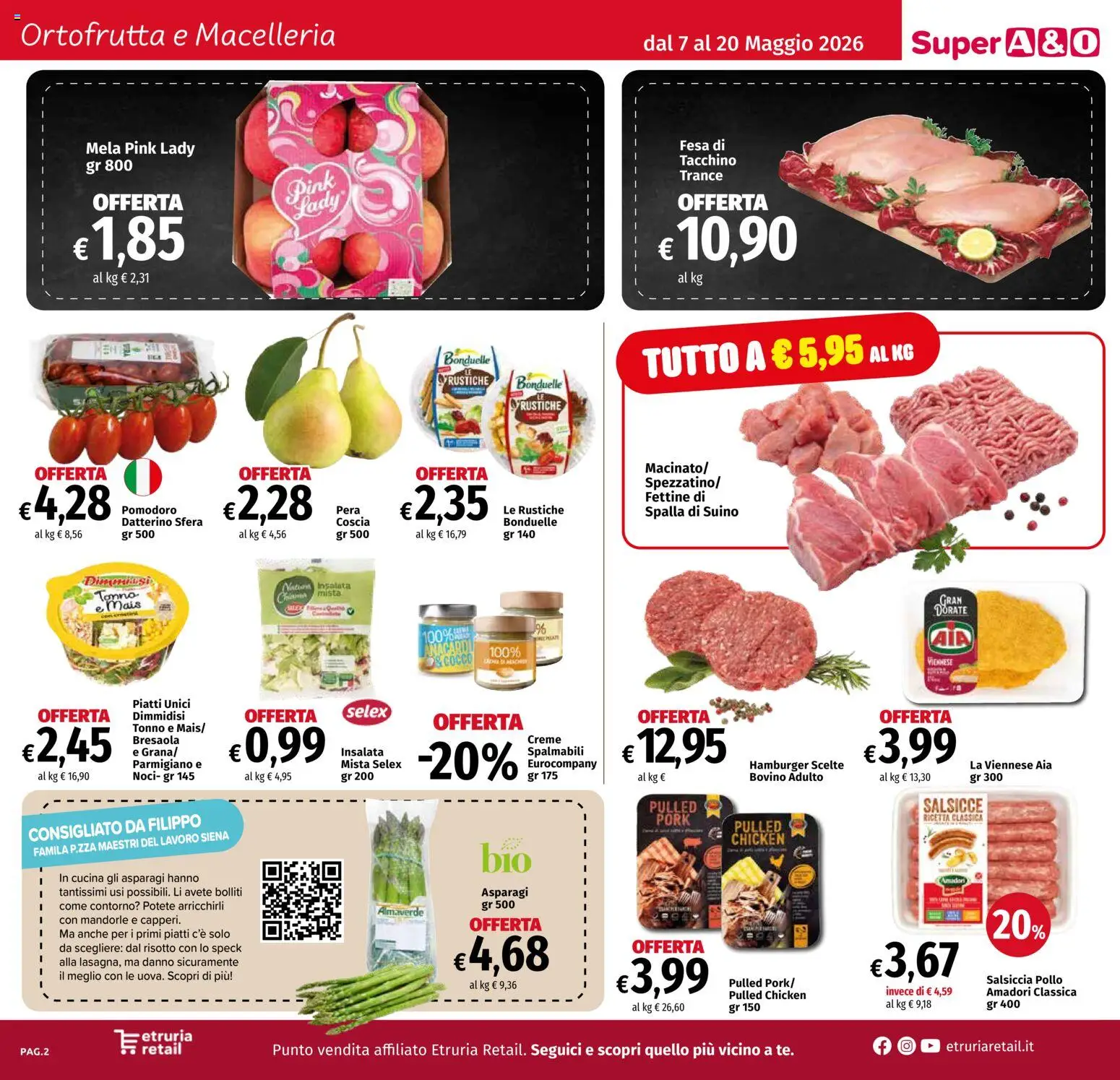 Volantino A&O del 07.05.2026 | Pagina: 2 | Prodotti: Speck, Insalata, Noci, Asparagi