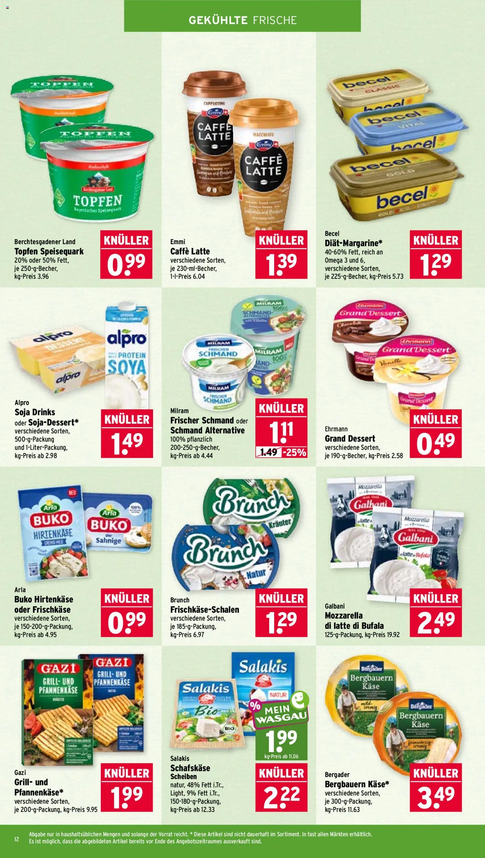Wasgau Prospekt – gültig ab 14.09.2026 | Seite: 12 | Produkte: Käse, Salakis, Speisequark, Schafskase