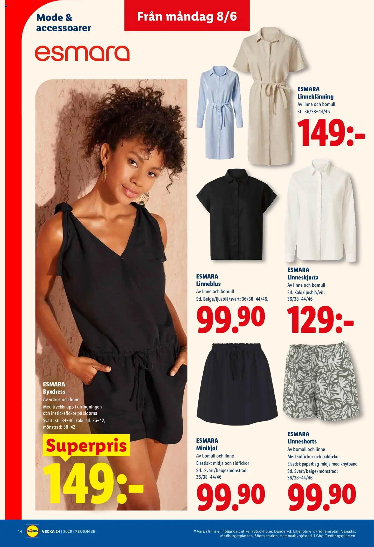 Lidl reklamblad aktuell från 08.06.2026 | Sida: 16 | Produkter: Linneskjorta, Linneshorts, Linne