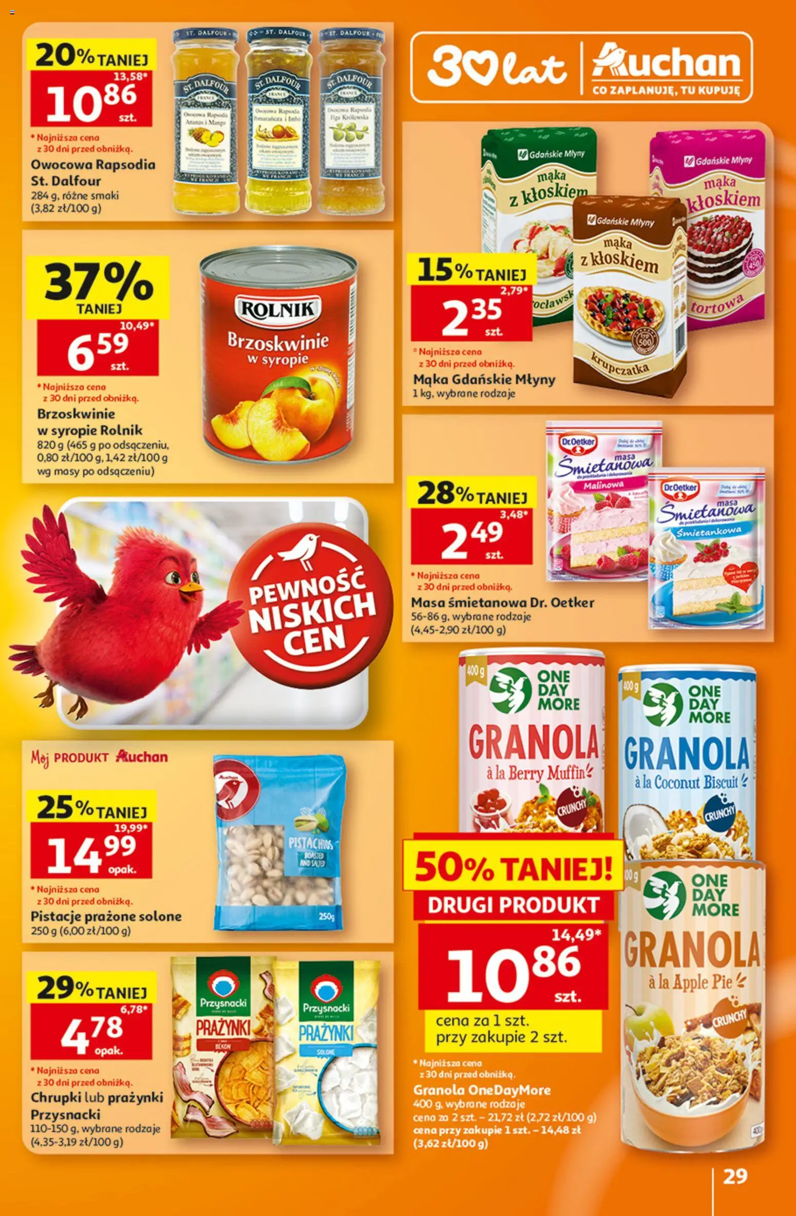Auchan gazetka - 30 Lat Hipermarket od 06.08.2026 | Strona: 29 | Produkty: Mango, Granola, Brzoskwinie w syropie, Brzoskwinie