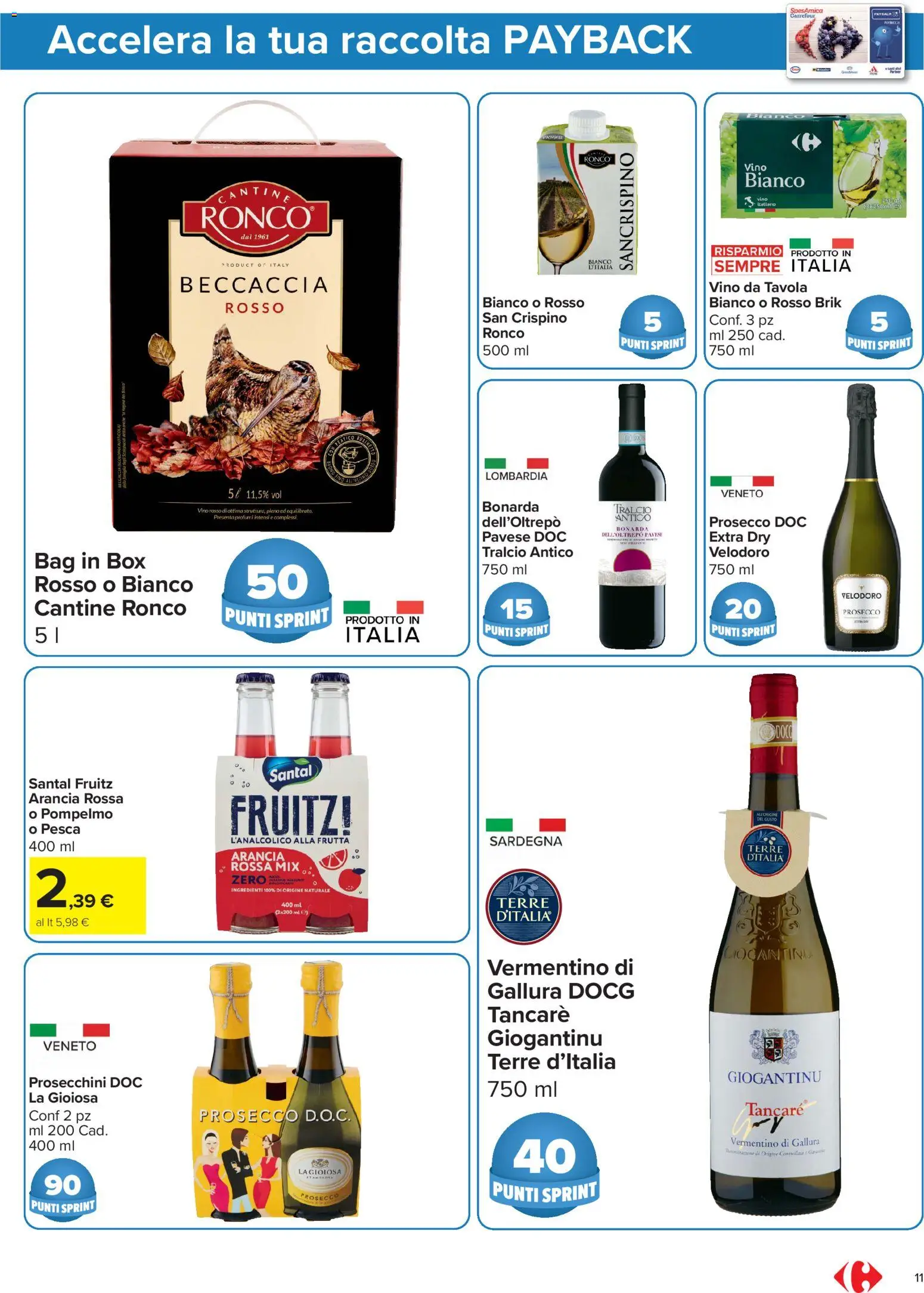 Volantino Carrefour del 05.06.2026 | Pagina: 11 | Prodotti: Prosecco, Pompelmo, Frutta, Arancia
