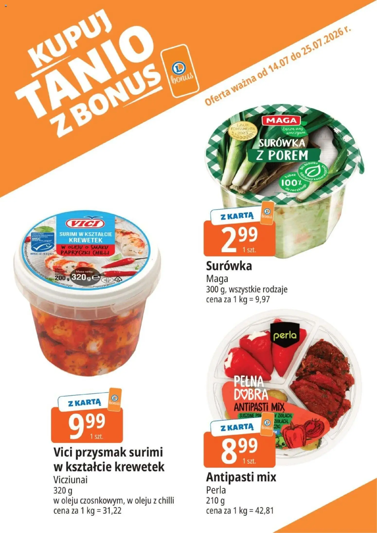 E.Leclerc gazetka - Kupony dodatkowe od 14.07.2026 | Strona: 2 | Produkty: Karta, Surimi, Warzywa