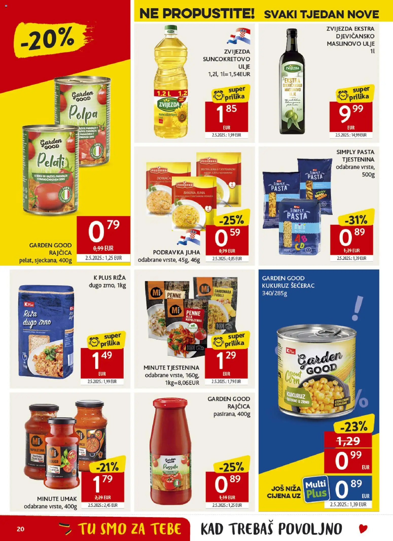 Konzum katalog | vrijedi od 08.04.2026 | Stranica: 20 | Proizvodi: Maslinovo ulje, Riža, Umak, Pasta
