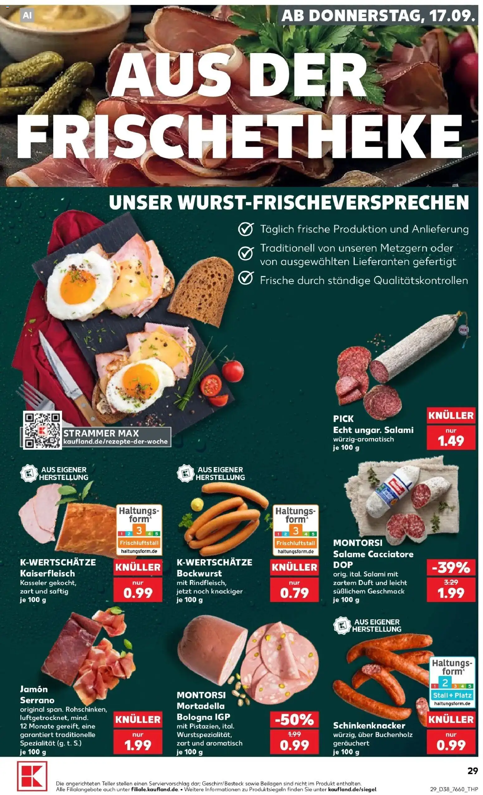 Prospekt Kaufland ab 14.09.2026 » Angebote Online zum Blättern | Seite: 41 | Produkte: Beilagen, Bockwurst, Salami, Rindfleisch
