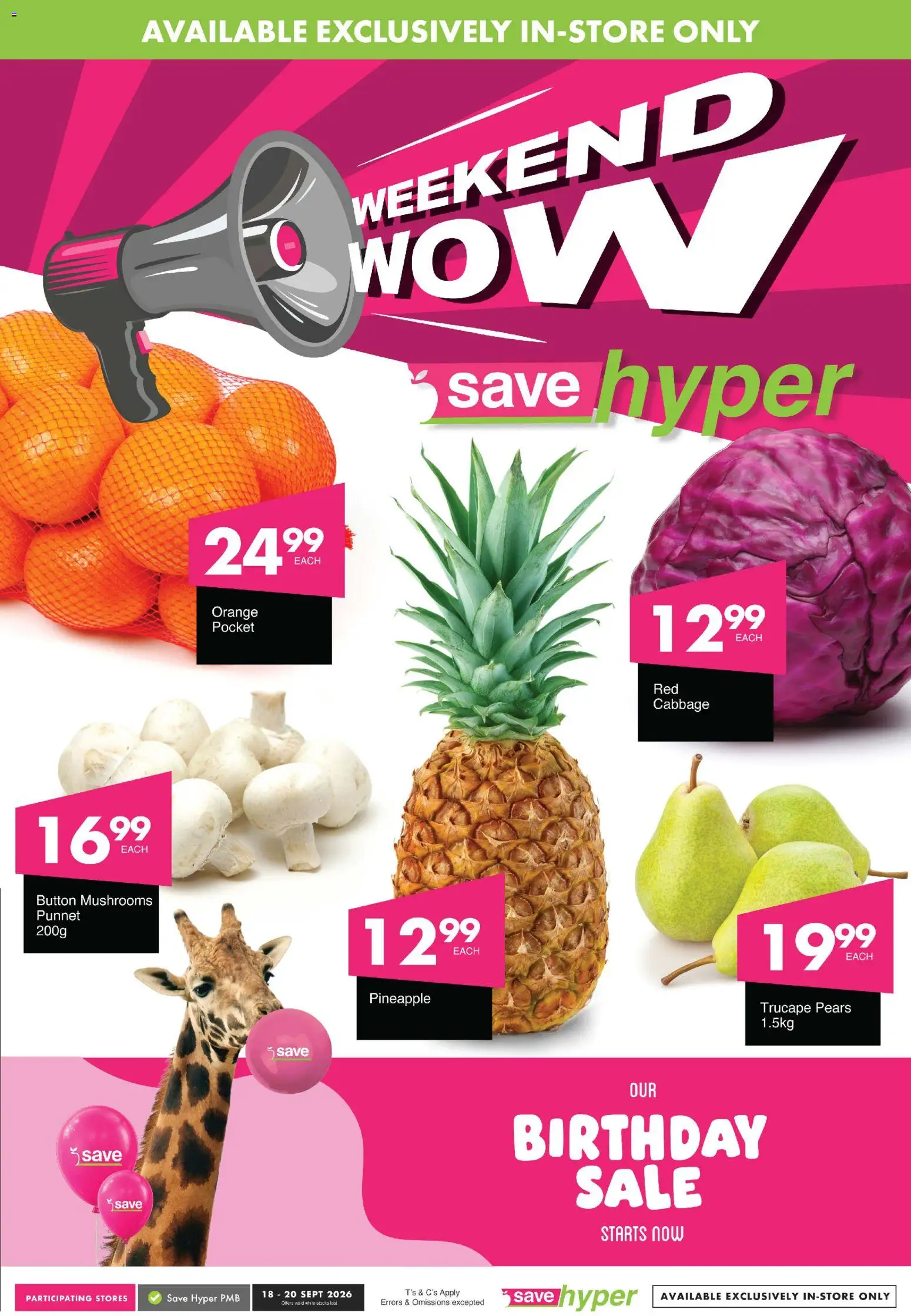 New Save catalogue – valid from 18/09/2026 | Page: 1 | Products: Pears, Mushrooms, Pineapple