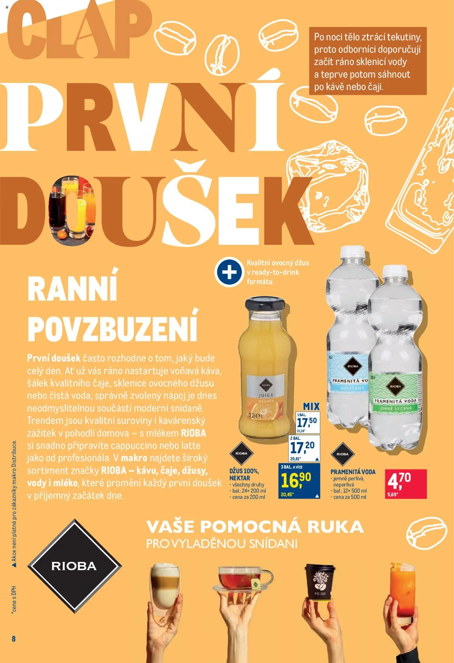 Makro leták - Pro milovníky jídla od 26.08.2026 | Strana: 8 | Produkty: Voda, Cappuccino, Sklenice, Pramenitá voda