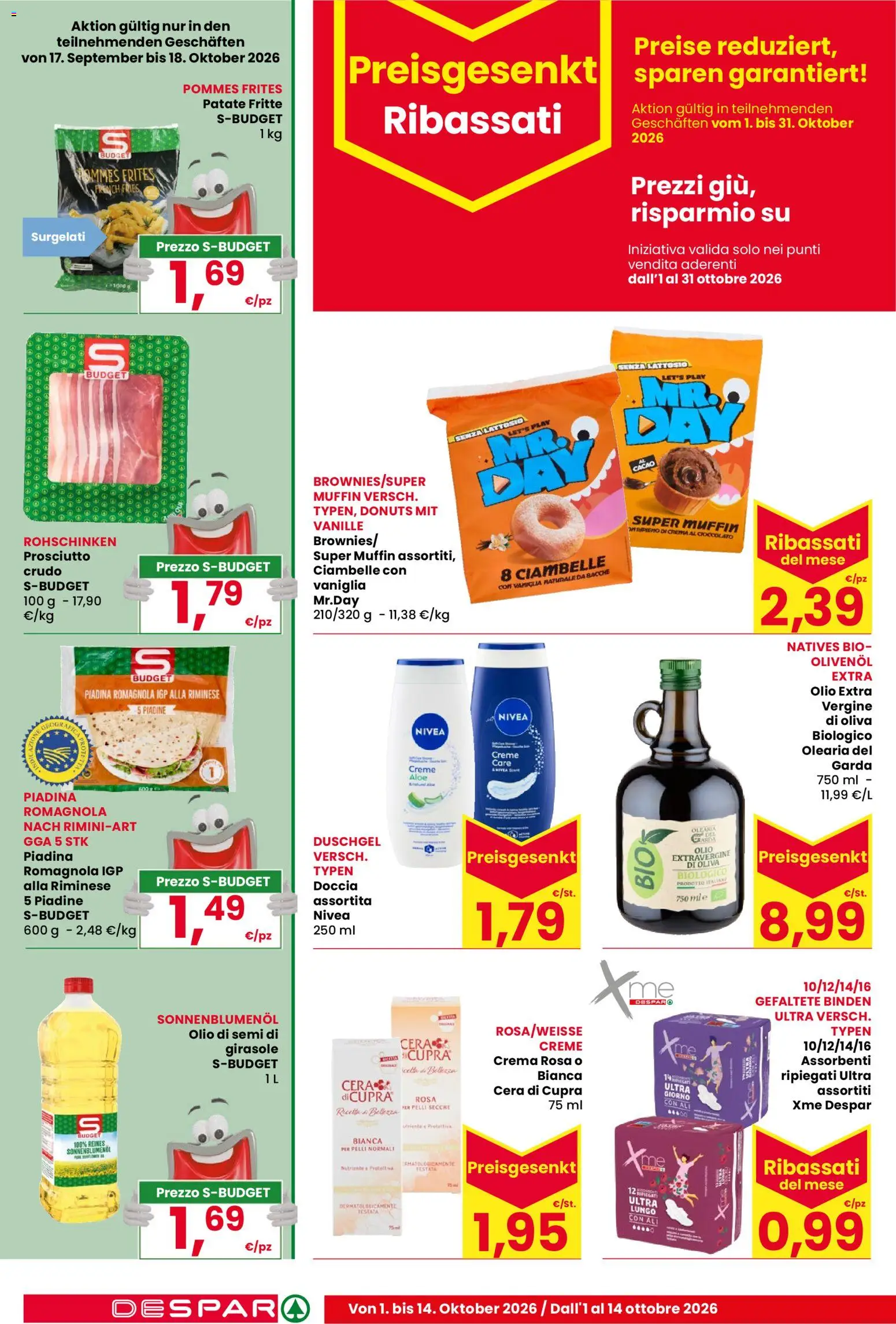 Volantino Despar del 01/10/2026 | Pagina: 18 | Prodotti: Vaniglia, Crema, Muffin, Senza lattosio