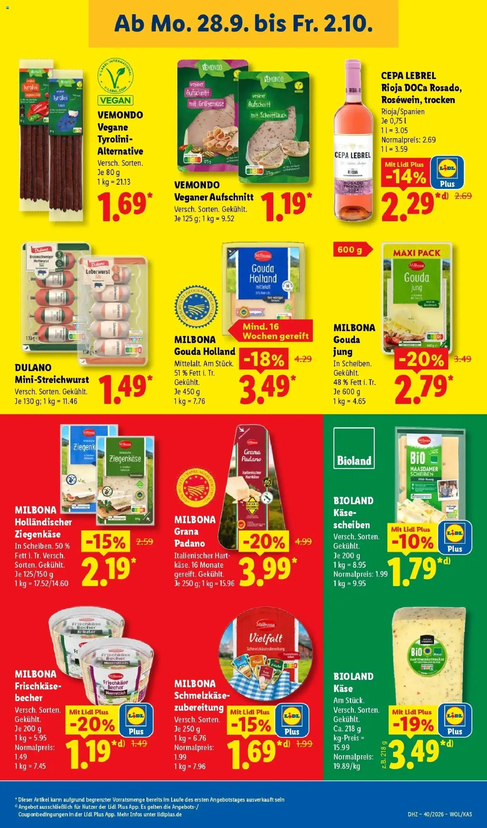 Lidl Prospekt Enkenbach-alsenborn (ab 28.09.2026) zum Blättern » Angebote | Seite: 19 | Produkte: Grana Padano, Gouda, Ziegenkäse, Frischkase