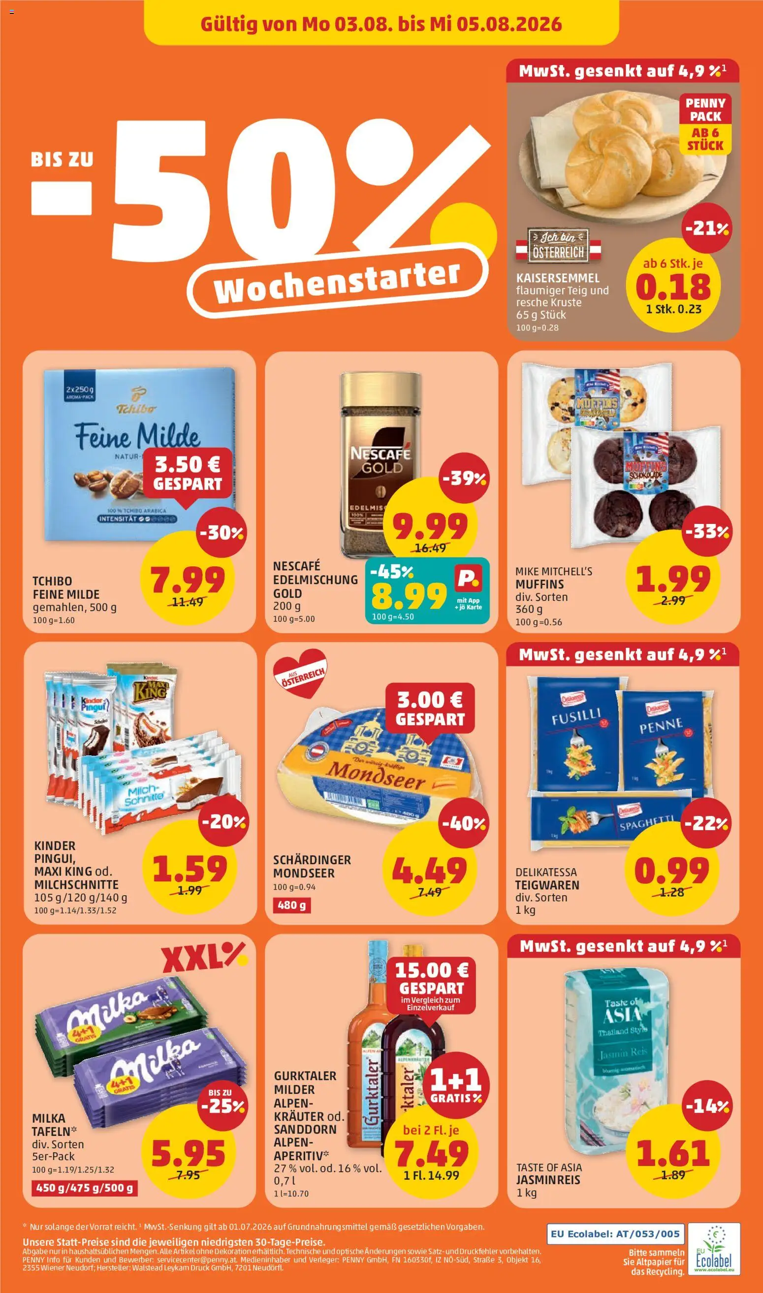 Penny Markt Flugblatt gültig ab 30.07.2026 | Seite: 24 | Produkte: Sanddorn, Milch, Spaghetti, Schokolade