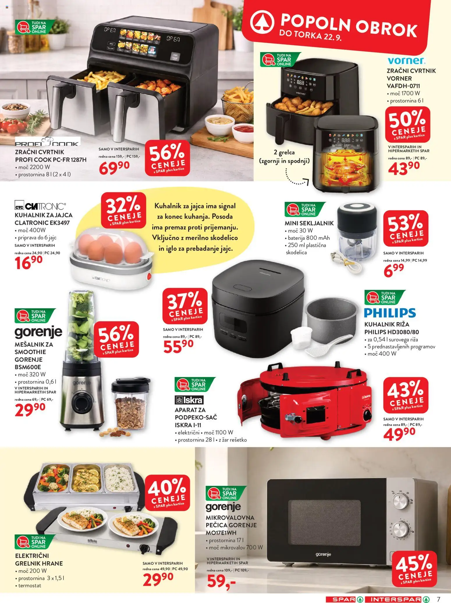 Novi Spar katalog ponudbe – veljaven od 09.09.2026 | Stran: 7 | Izdelki: Mesalnik, Mikrovalovna pecica, Skodelica, Kuhalnik