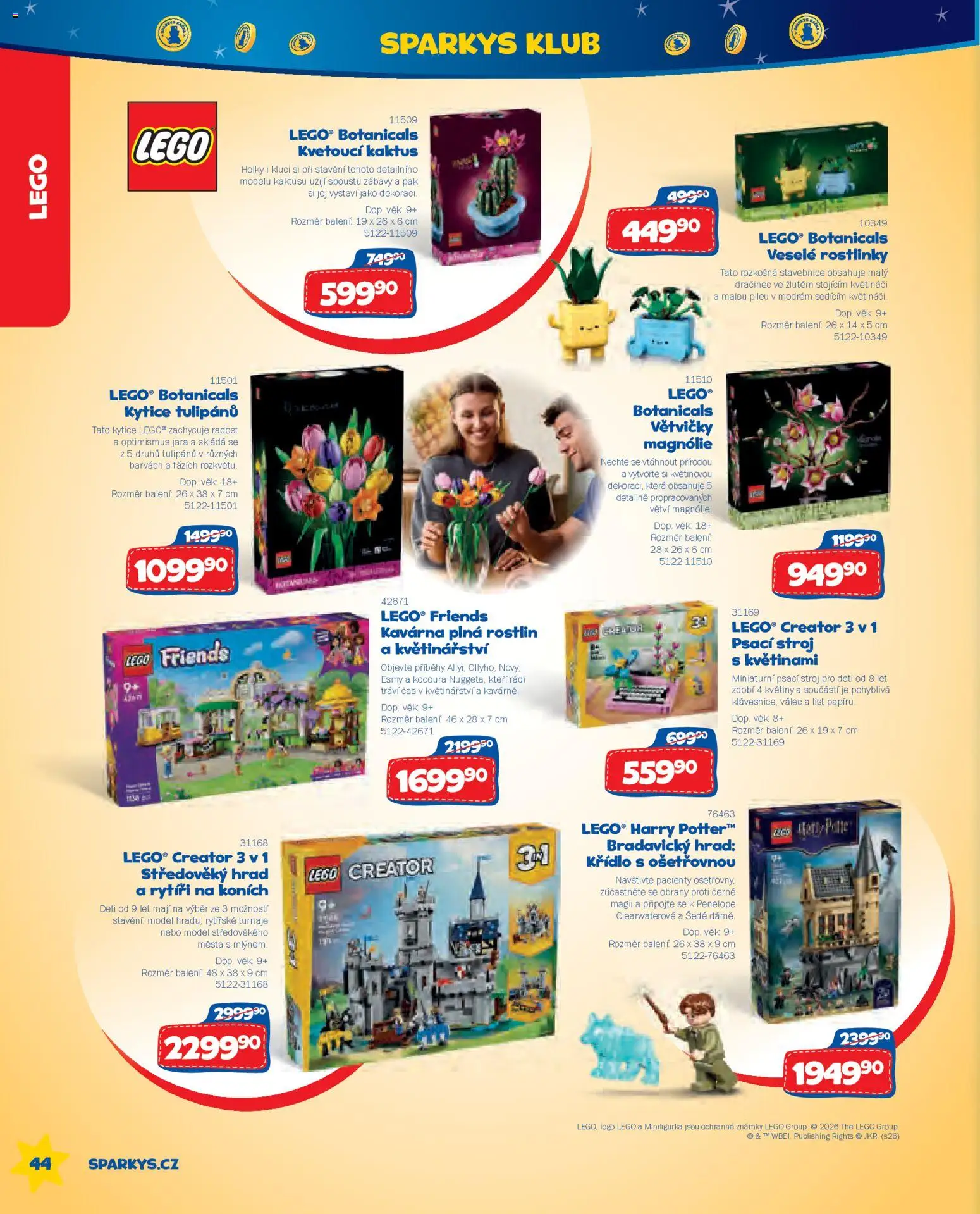 Sparkys katalog Léto 2026 od 01.05.2026 | Strana: 44 | Produkty: Známky, Stavebnice, Kytice, Květiny