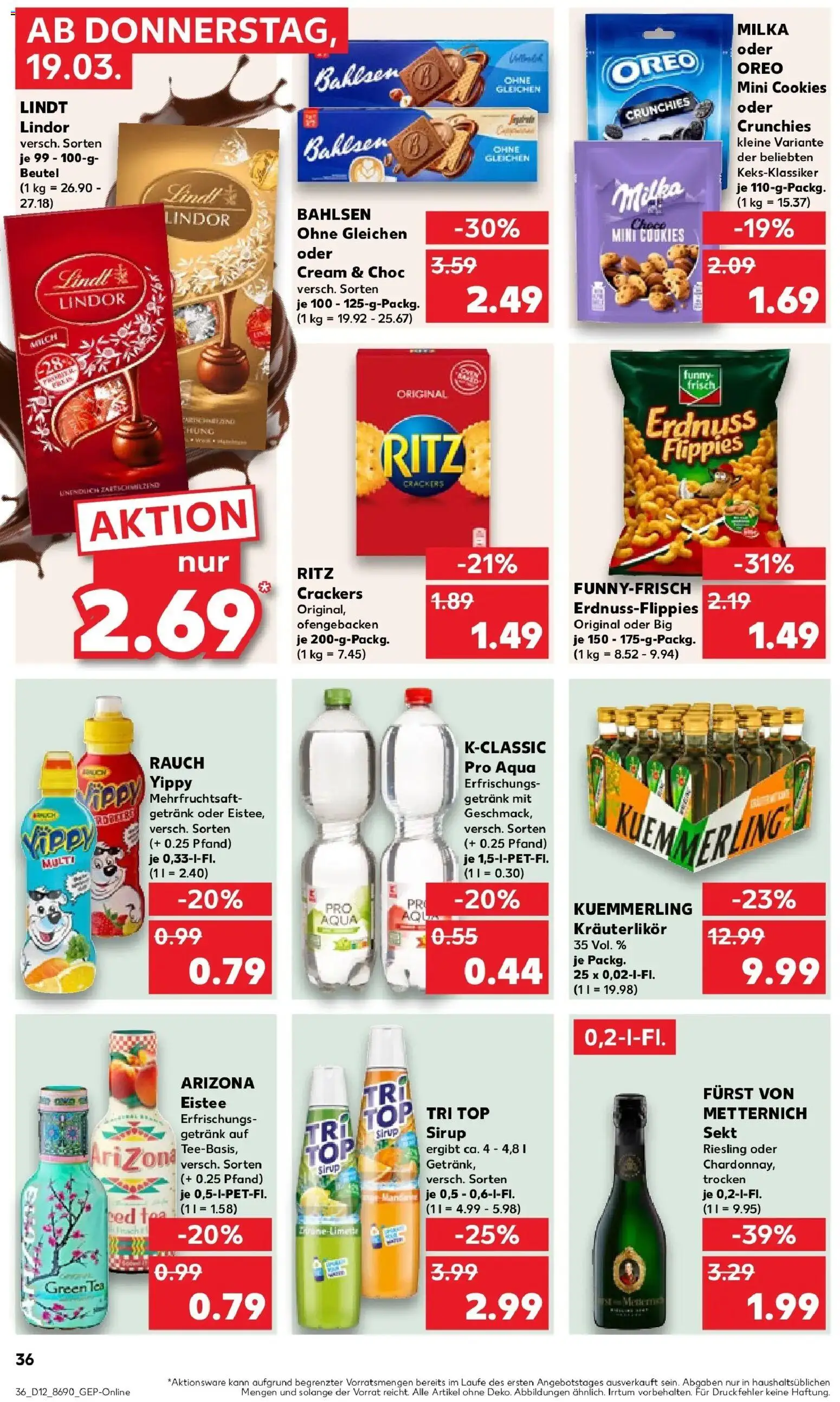 Kaufland Prospekt Alsdorf	 – gültig ab 19.03.2026 | Seite: 36 | Produkte: Top, Furst von metternich, Sirup, Kuemmerling