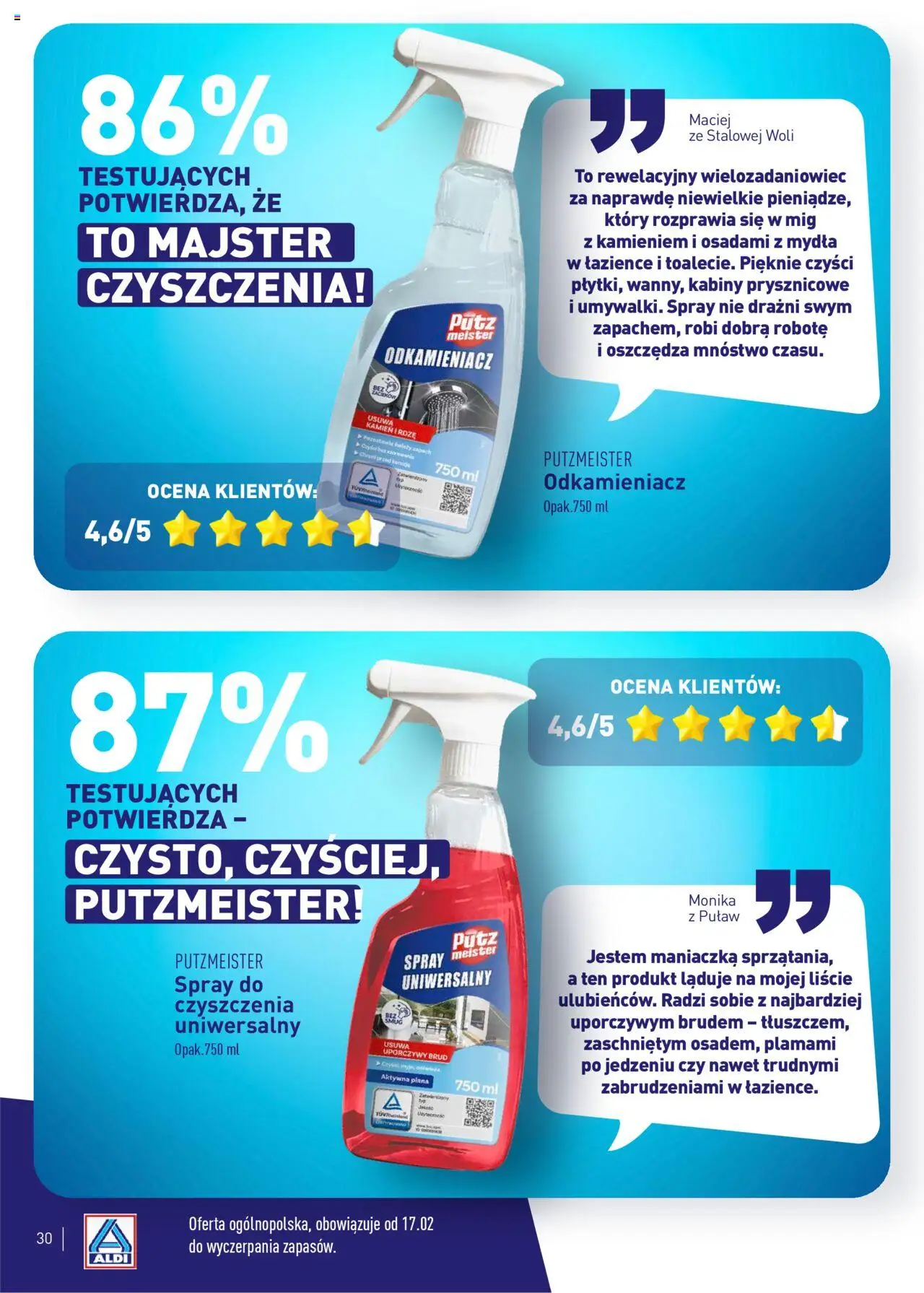 Aldi Gazetka - Wielki test od 17.02.2025 | Strona: 30 | Produkty: Odkamieniacz, Zapach, Piana